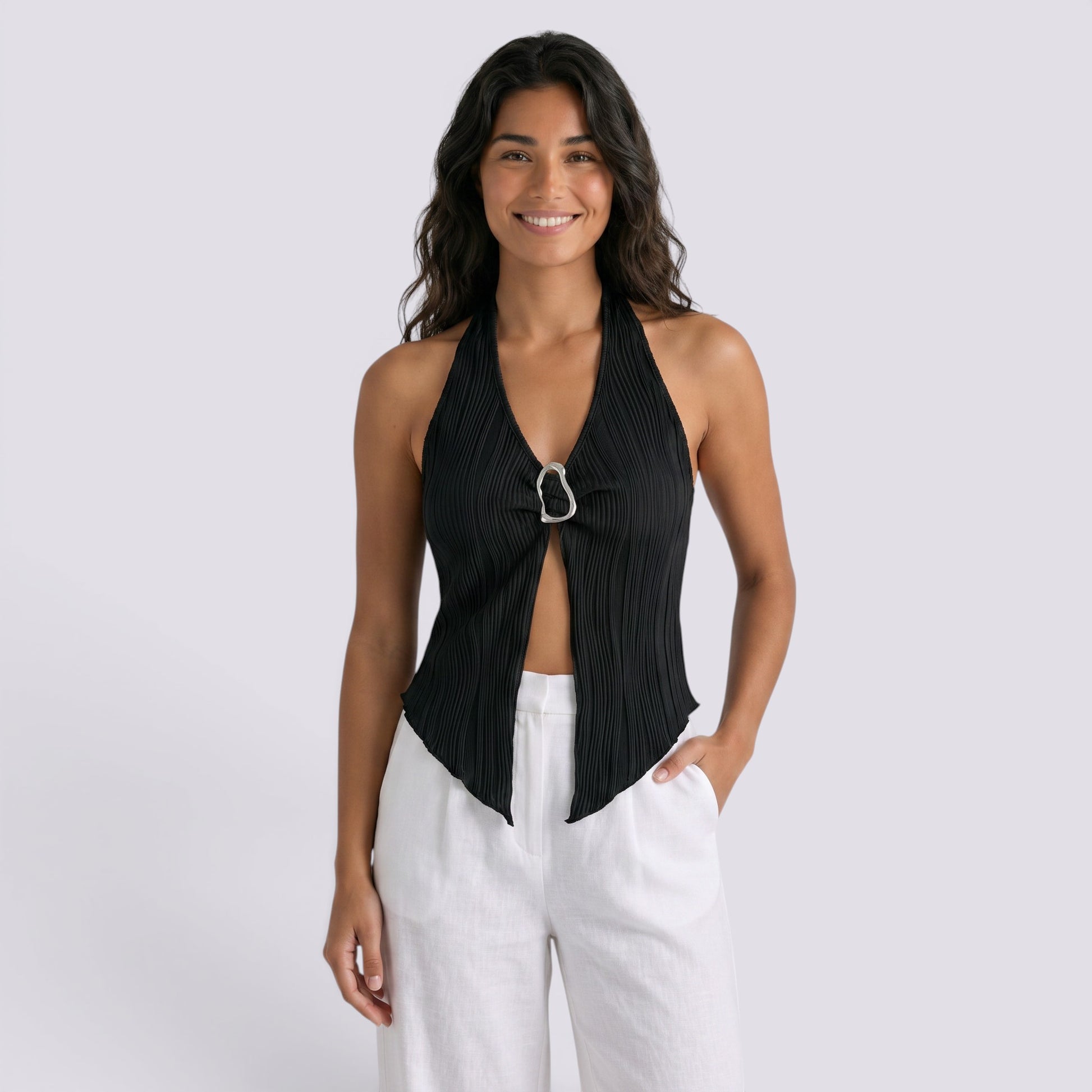 Top Halter Cuello Mujer Espalda Descubierta