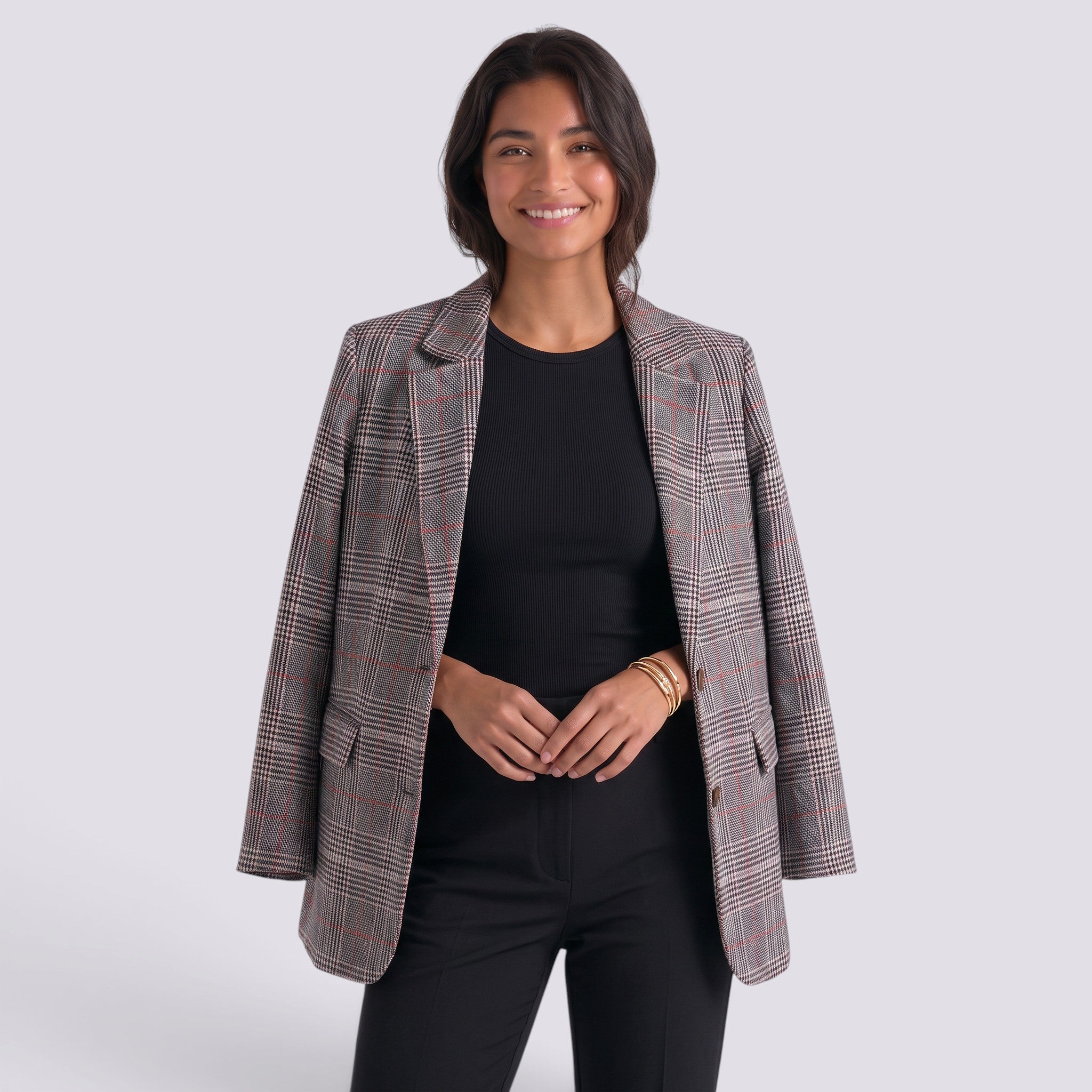Blazer Mujer Pata de Gallo Oversize