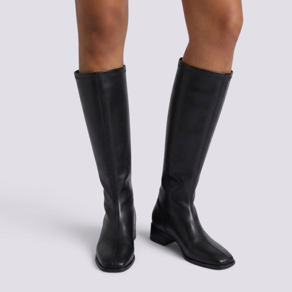 Botas Altas Mujer Tacón Grueso Punta Cuadrada