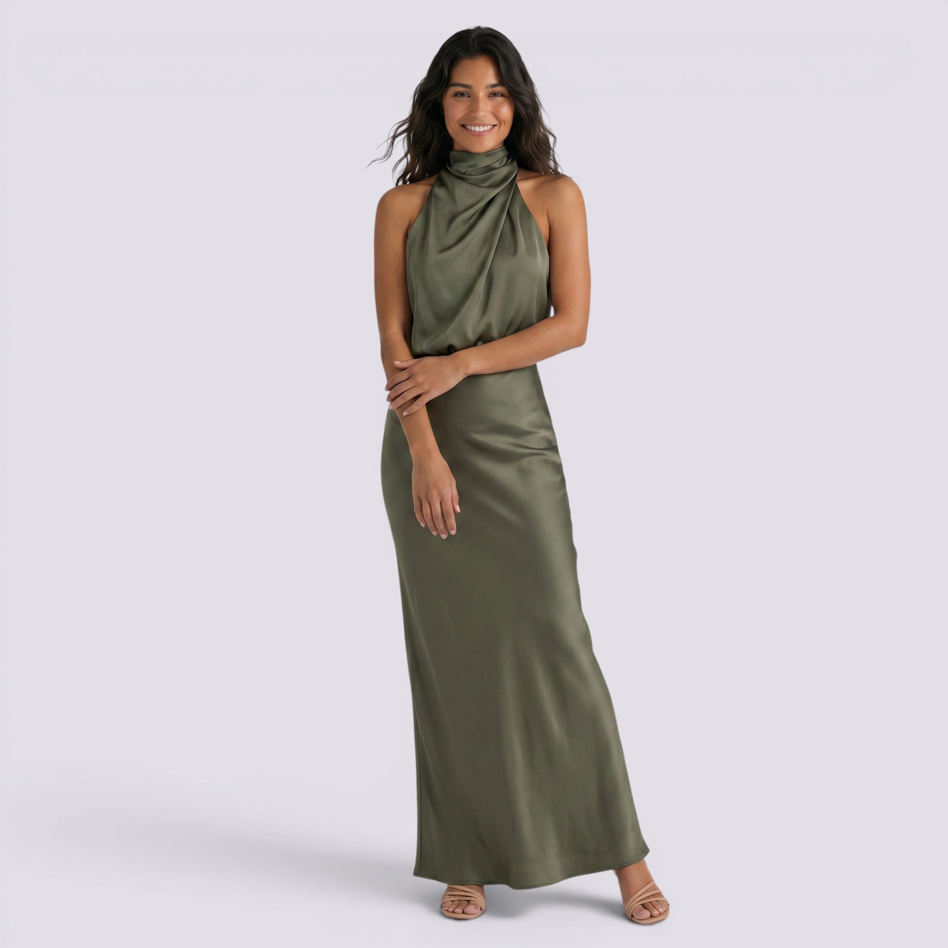 Vestido Largo Mujer Fiesta Satinado