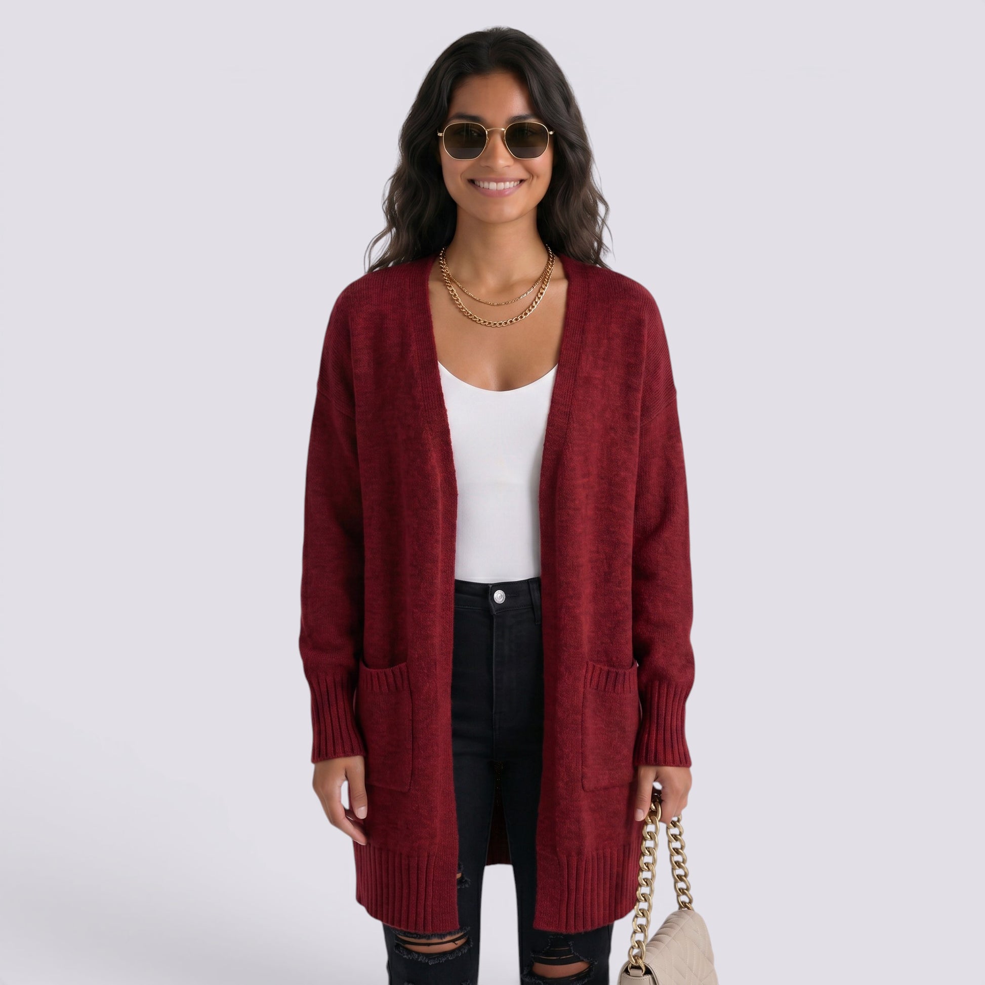 Cárdigan Mujer Largo Oversize de Punto