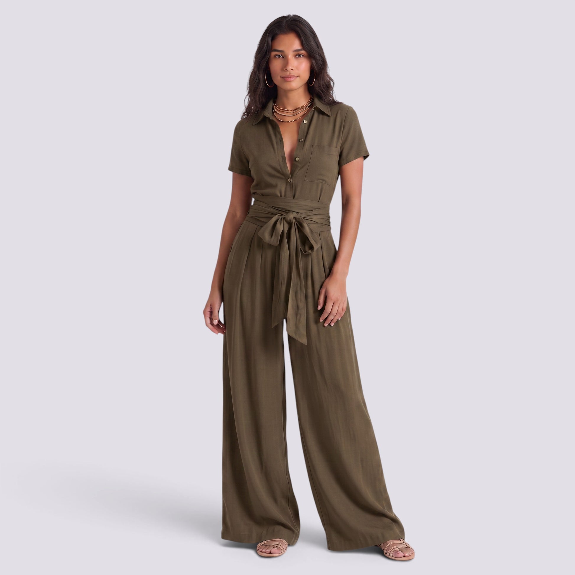 Conjunto Mujer Camisa Pantalón Cintura Alta Mujer Palazzo