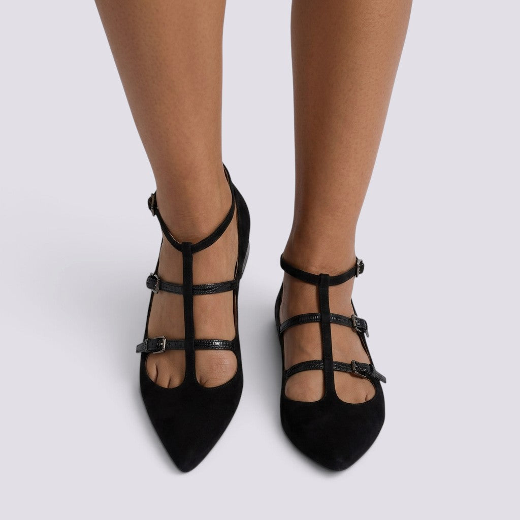Zapatos Mujer Tacón Punta Fina con Hebilla