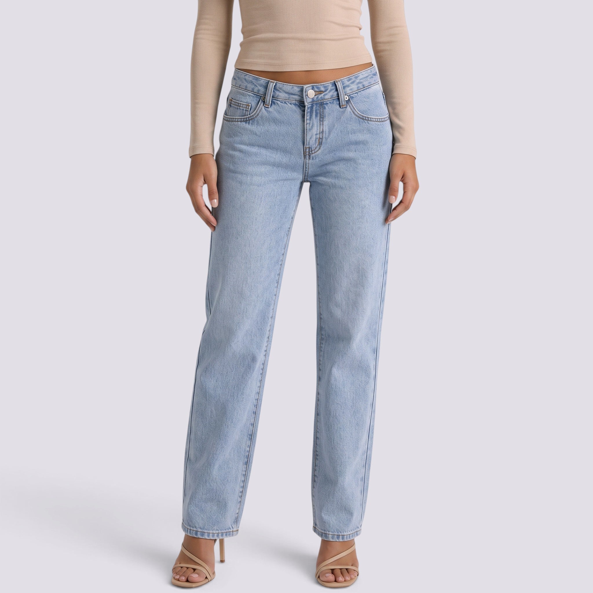 Pantalones Vaqueros Mujer Rectos Tiro Bajo