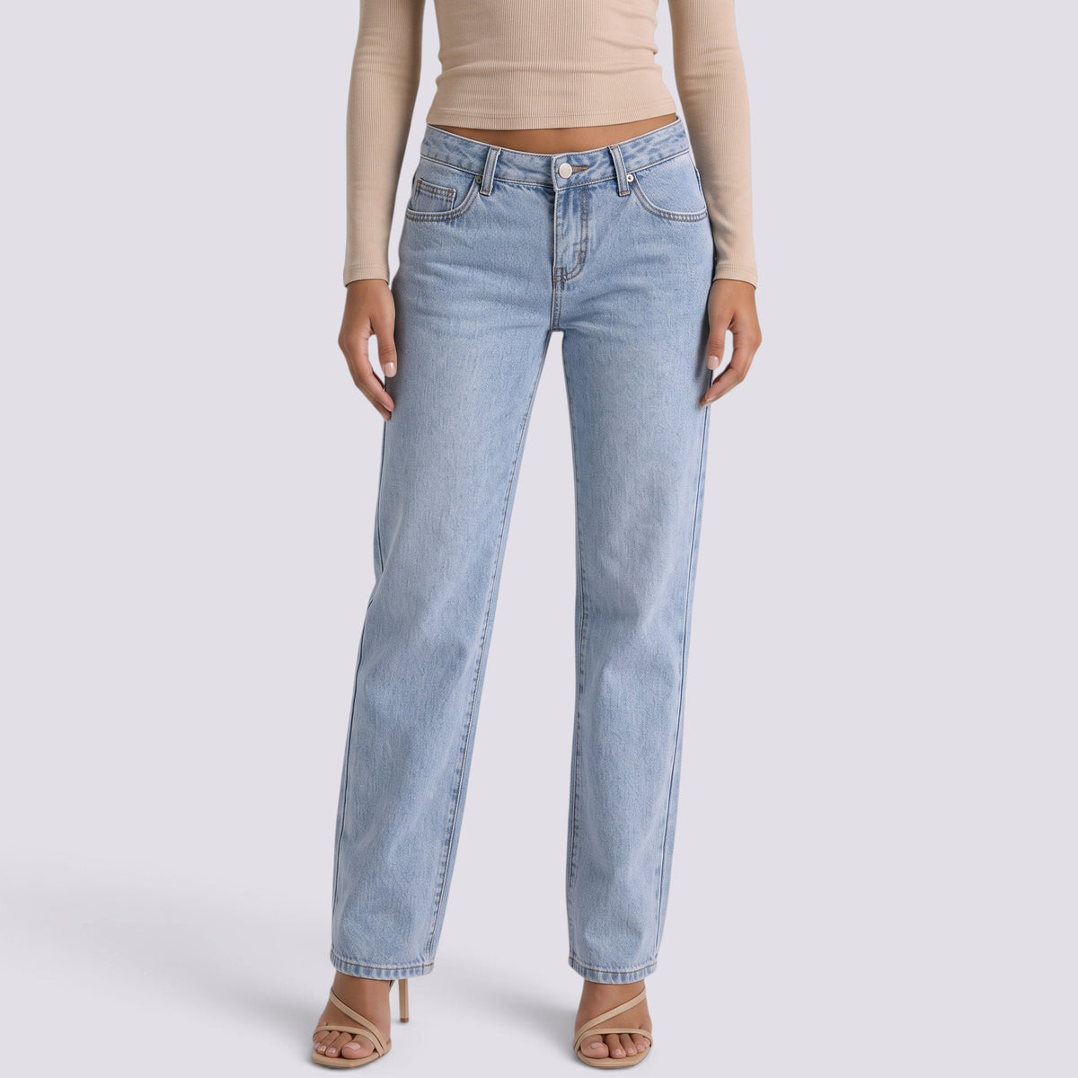 Pantalones Vaqueros Mujer Rectos Tiro Bajo