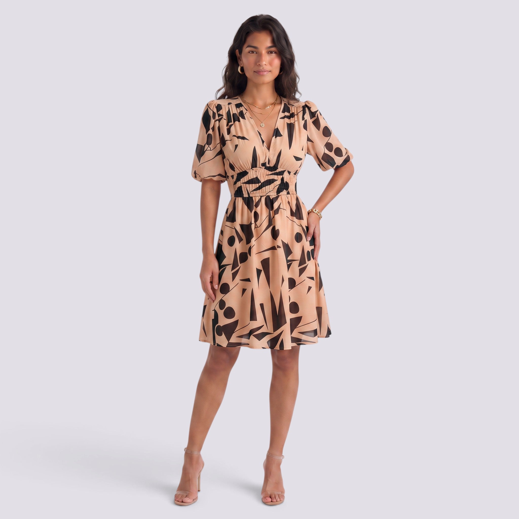 Vestido Corto Mujer Escote V Entallado