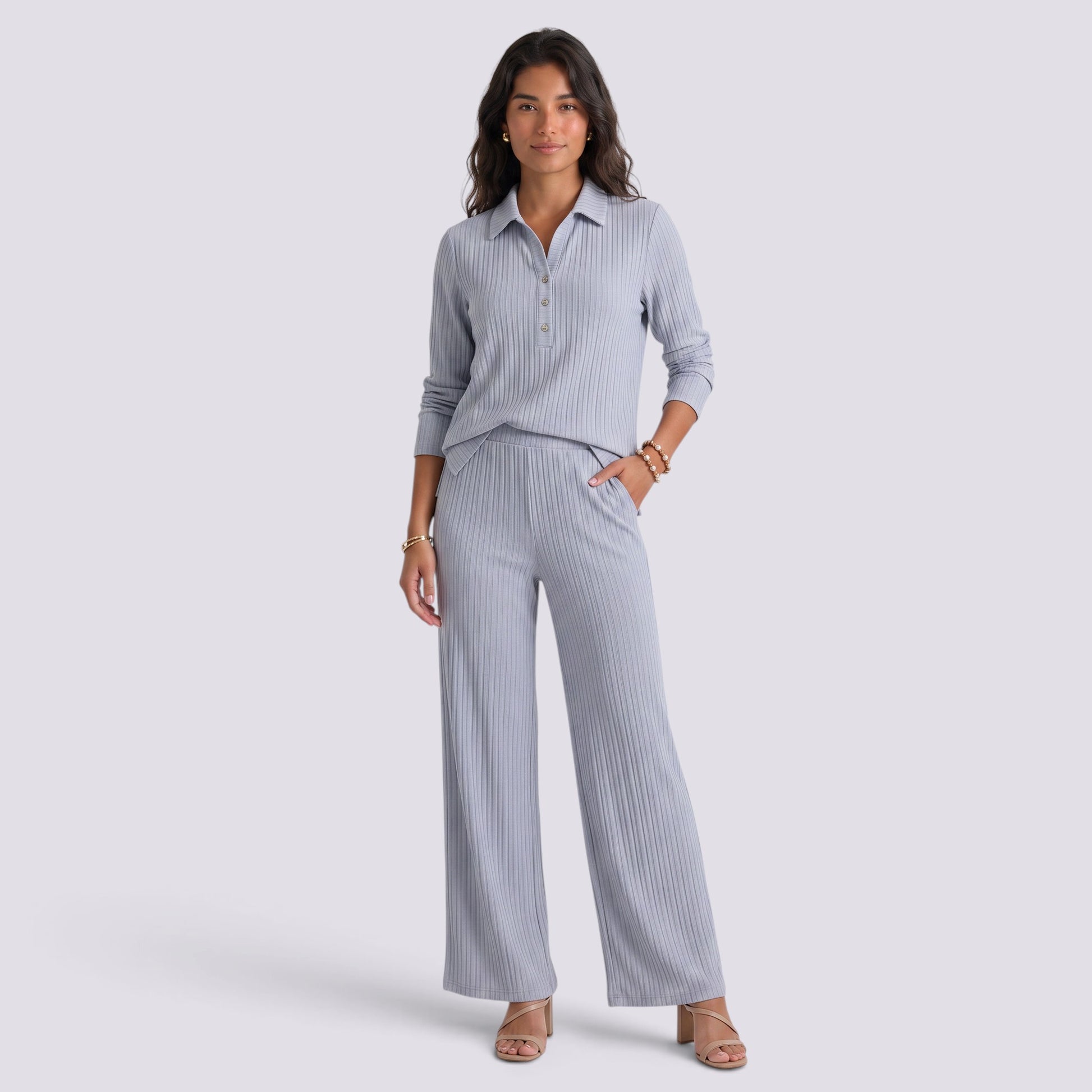 Conjunto Mujer Camisa y Pantalón Ancho