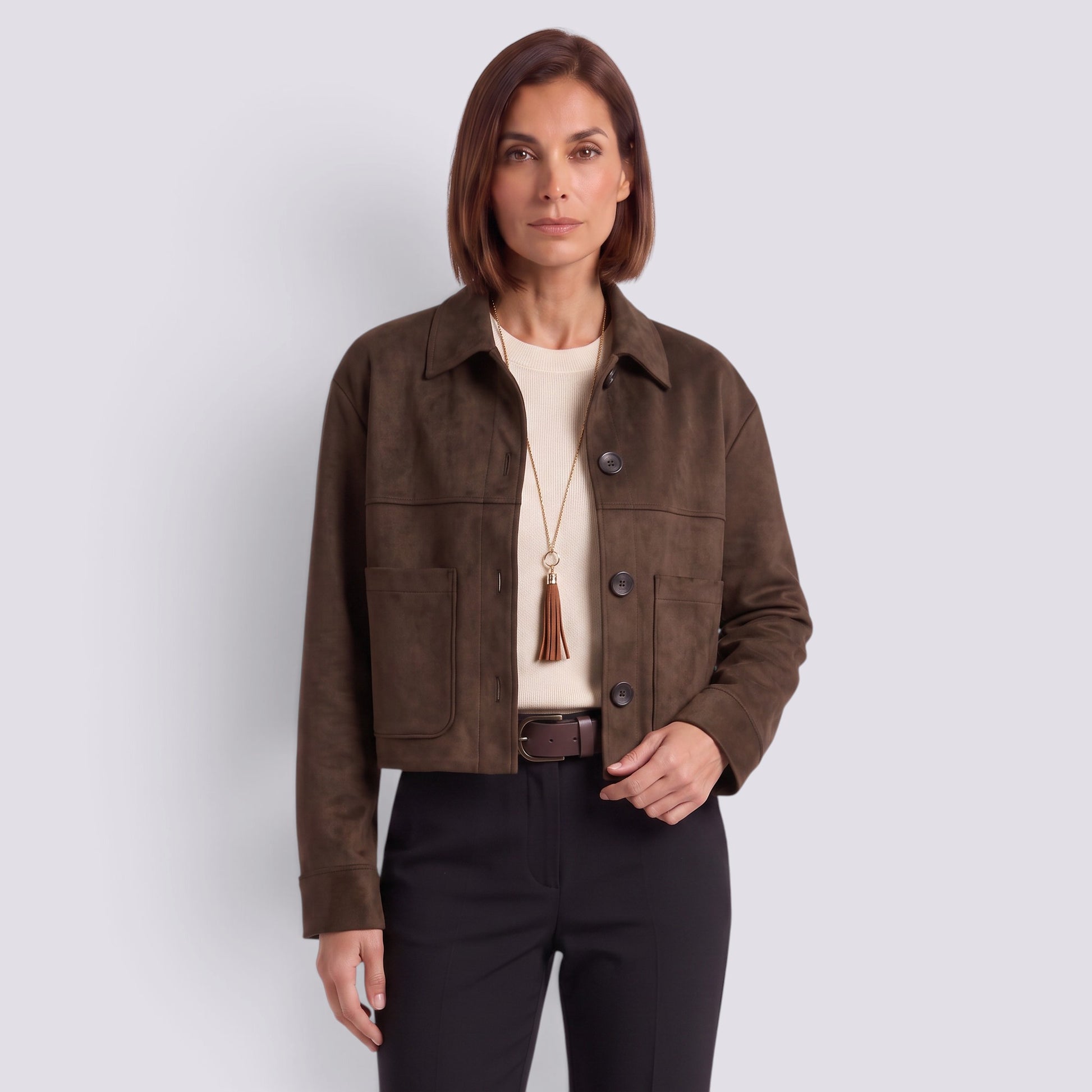 Chaqueta Corta Mujer Efecto Ante