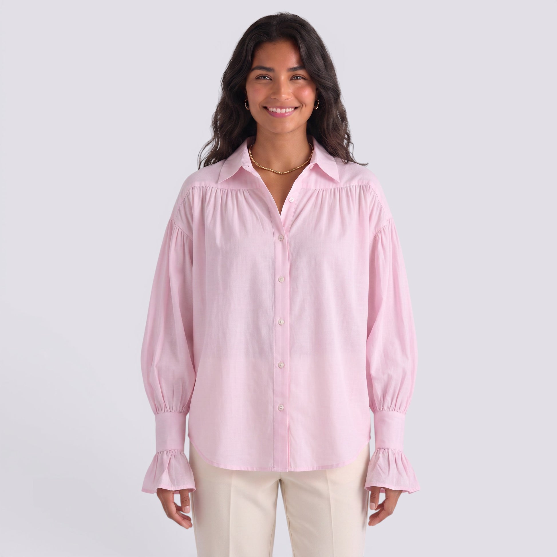 Camisa Mujer Elegante Manga Larga Cuello Solapa