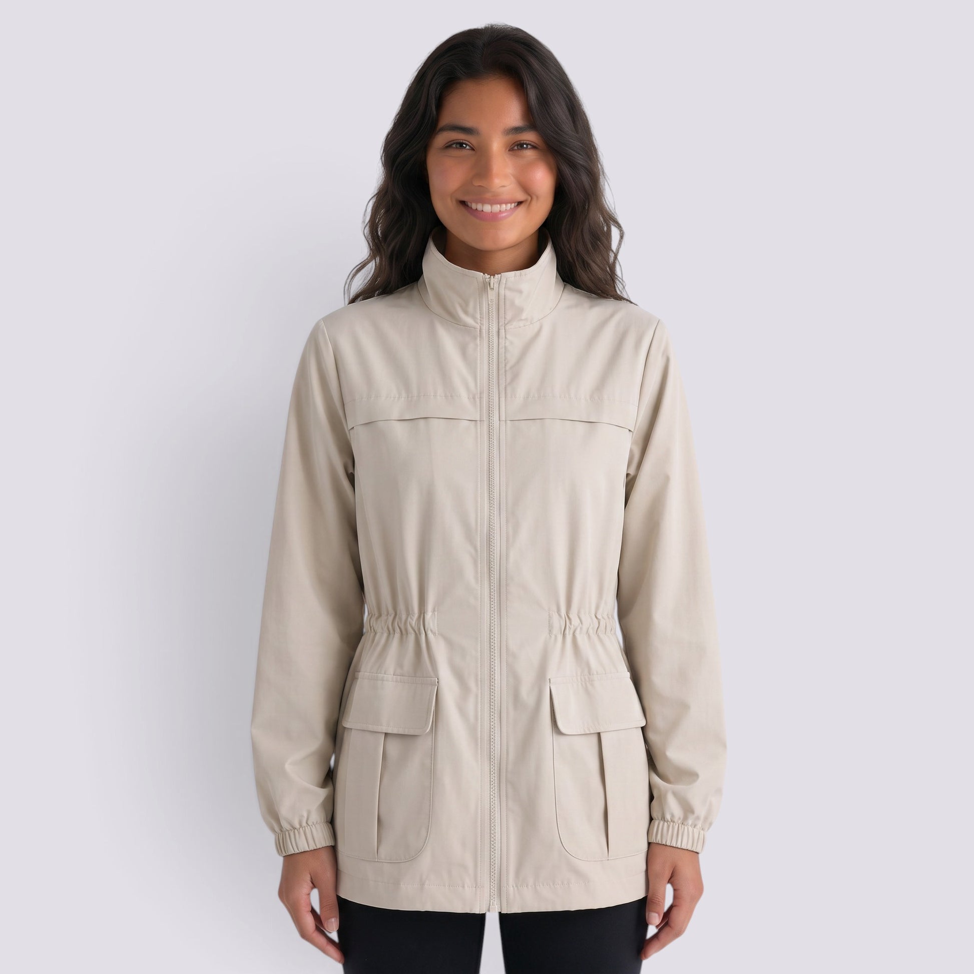 Gabardina Mujer Entallada Elegante Cuello Alto
