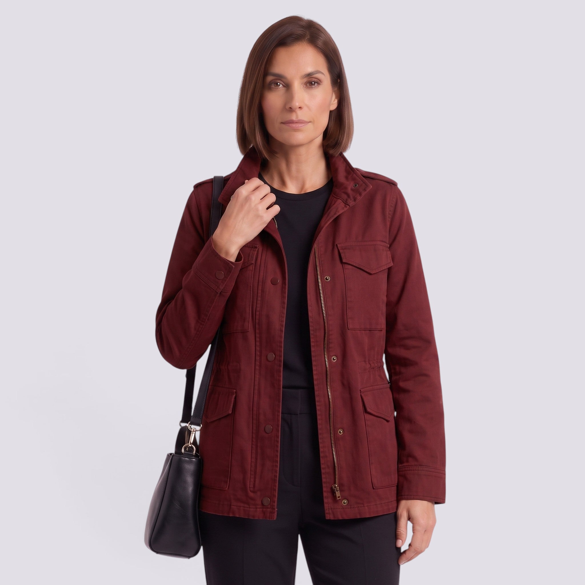 Chaqueta Mujer Holgada con Cremallera Solapa