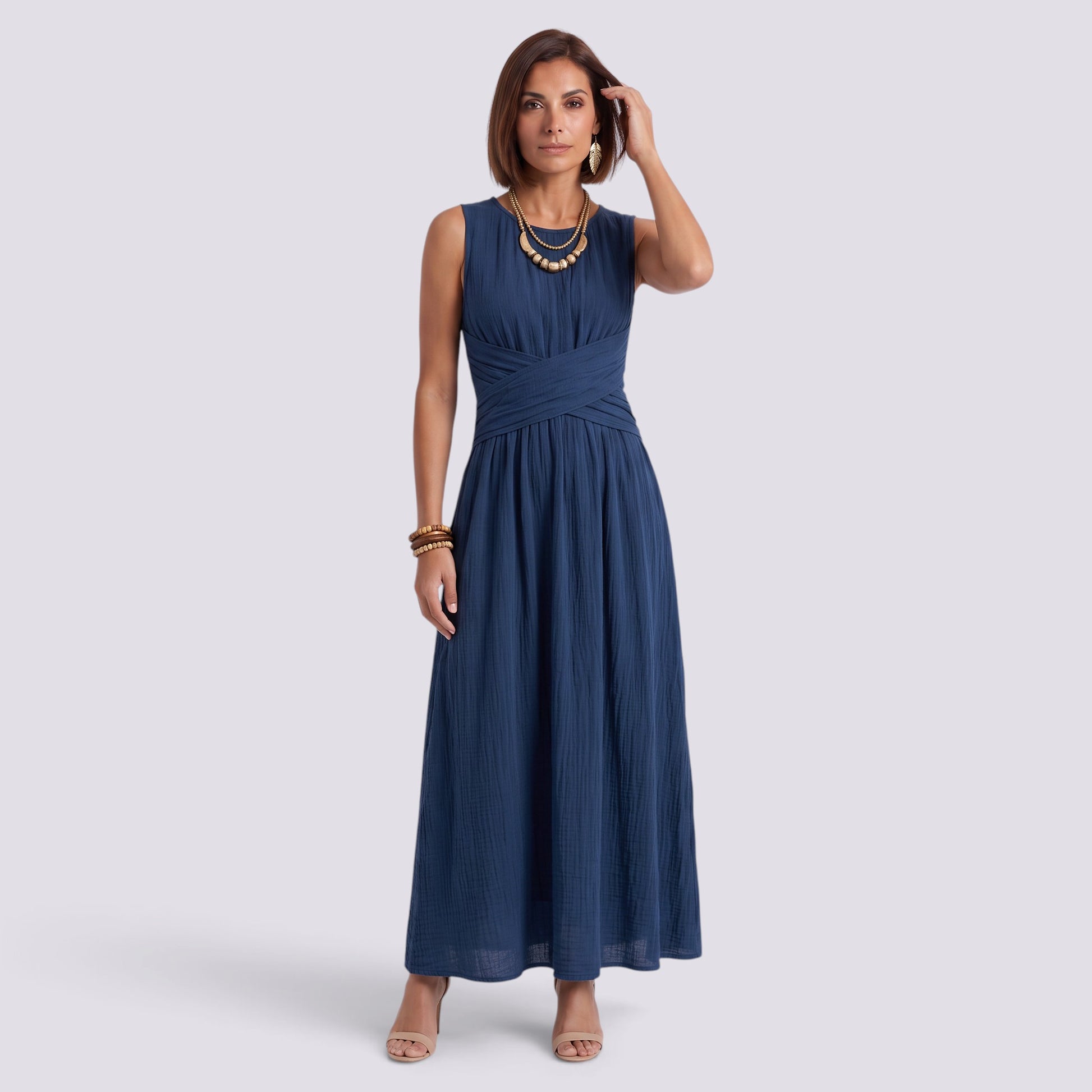 Vestido Cruzado Mujer Elegante Talle Alto