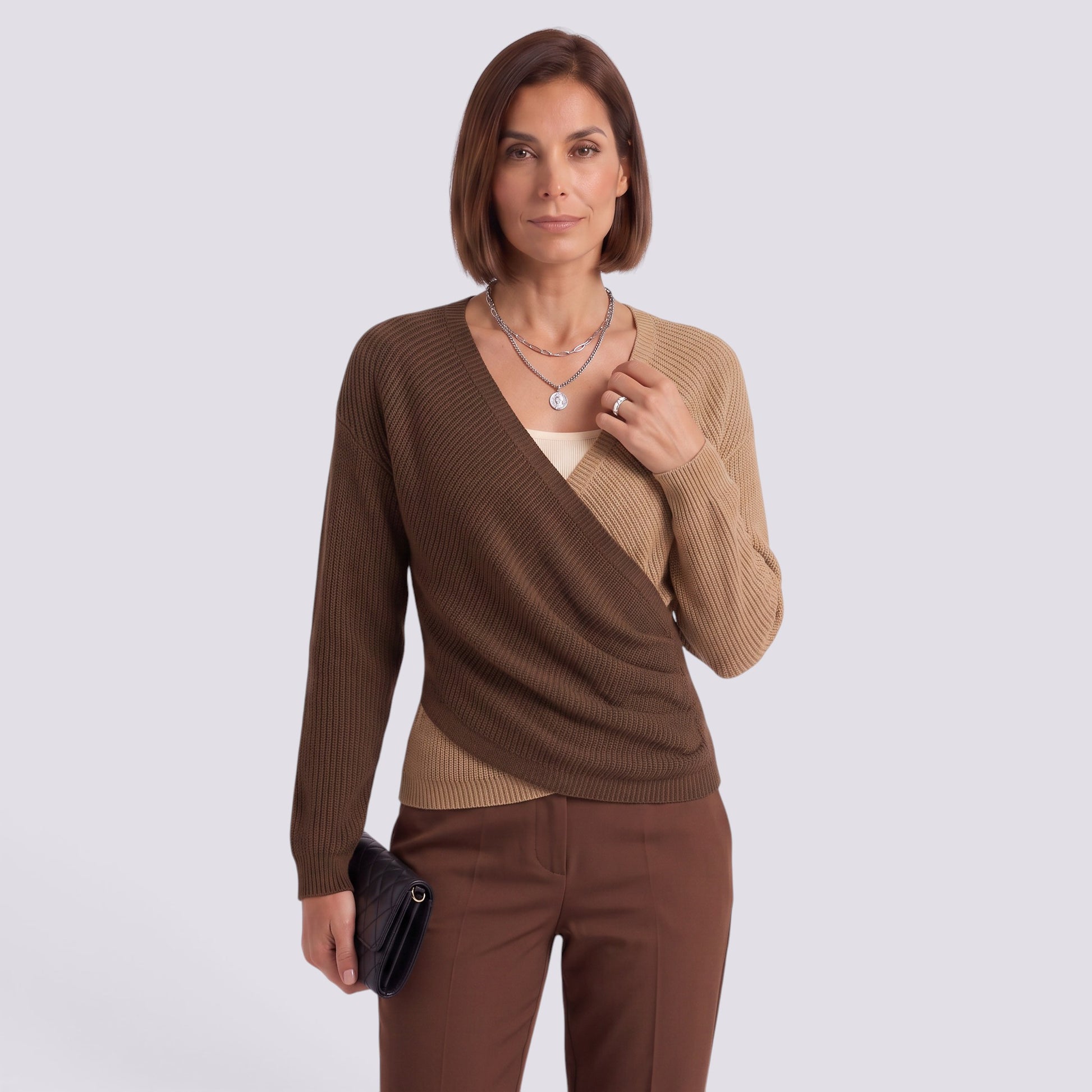 Jersey Mujer Punto Cuello Pico Cruzado