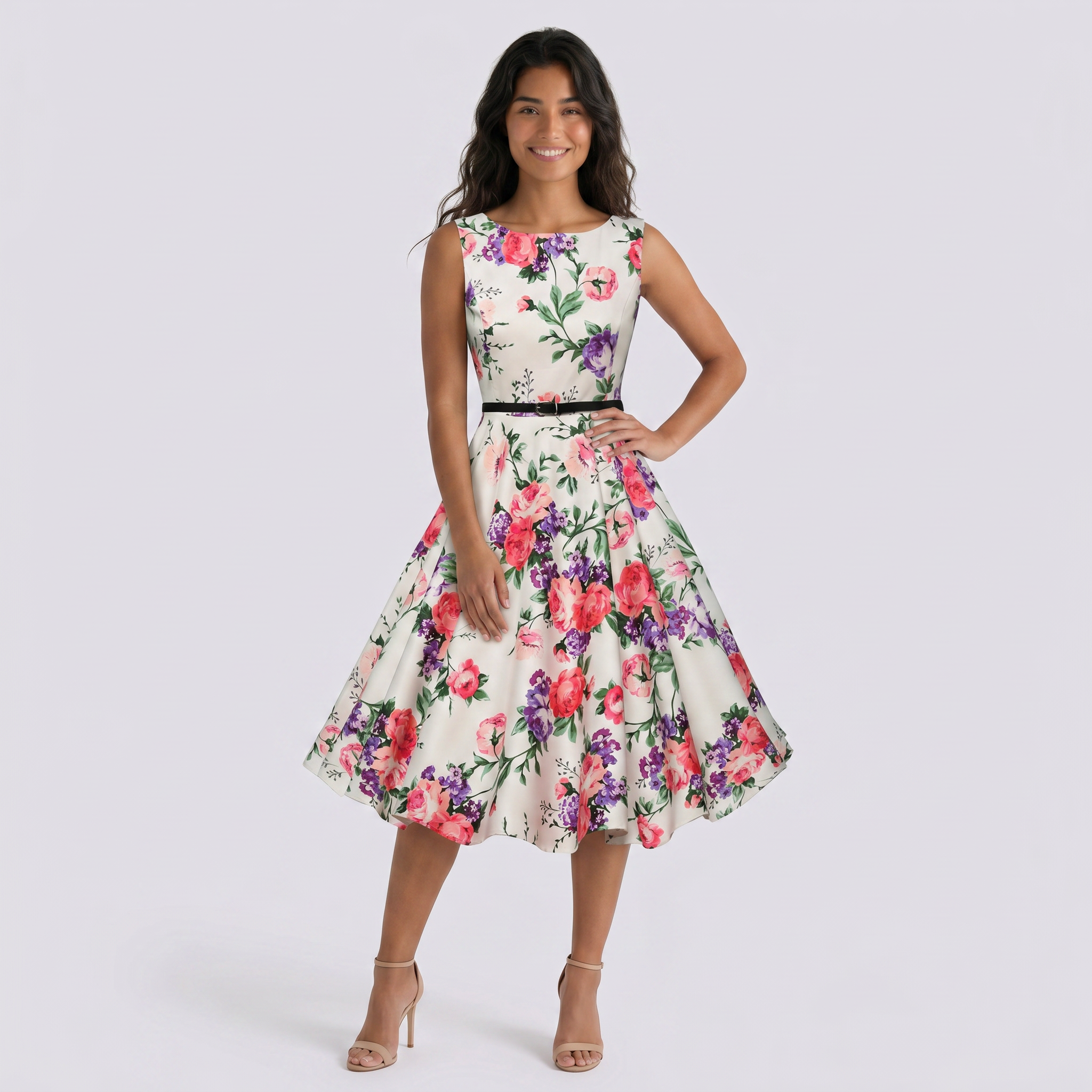 Vestido Campana Vintage Mujer Sin Mangas