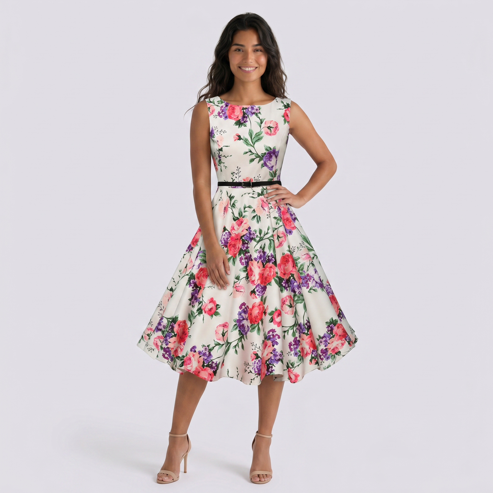 Vestido Campana Vintage Mujer Sin Mangas