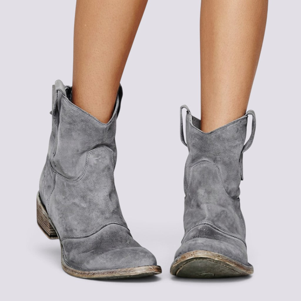 Botines Mujer Ante Tacón Cuadrado