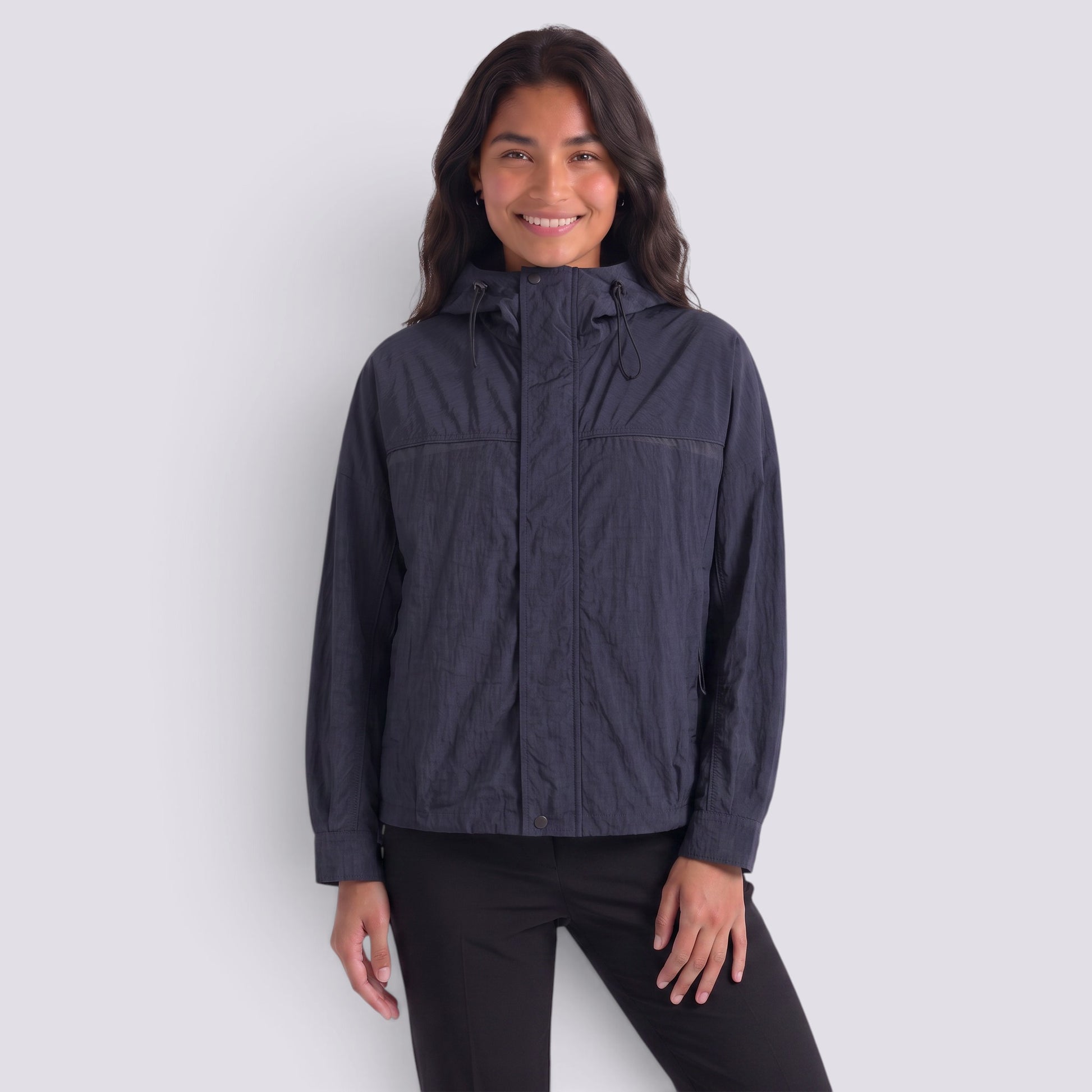 Abrigo Mujer Oversize con Capucha Holgada Bicolor
