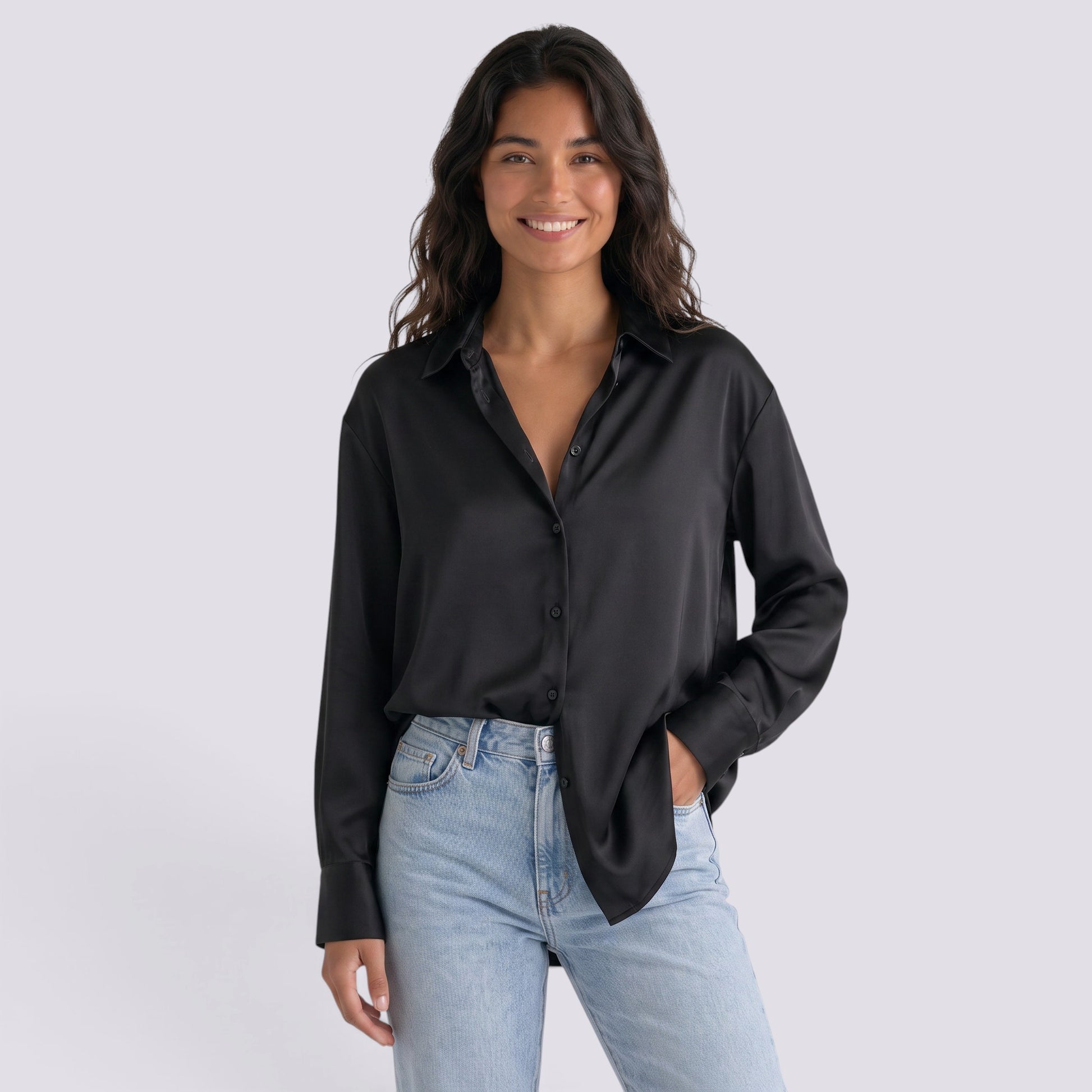 Blusa Mujer Manga Larga con Solapa