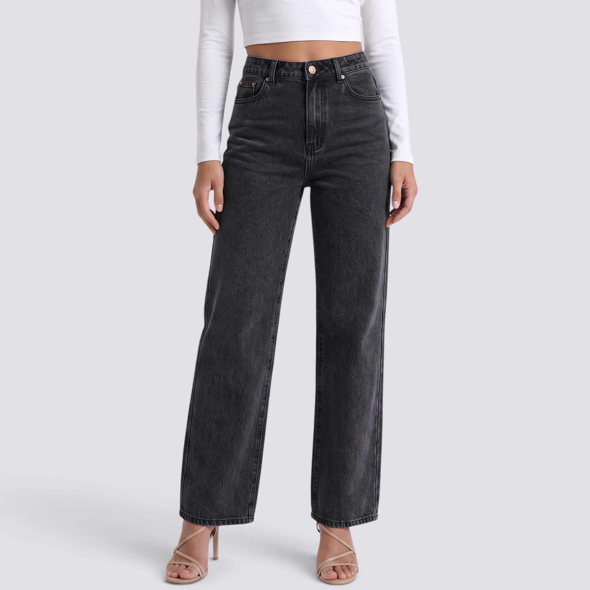 Pantalón Vaquero Mujer Recto Tiro Alto Clásico