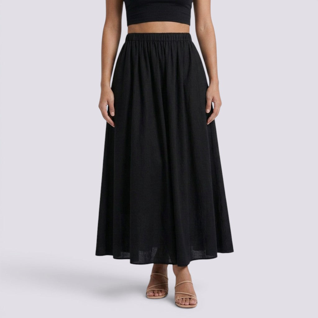 Falda Midi Plisada Large Mujer Elegante