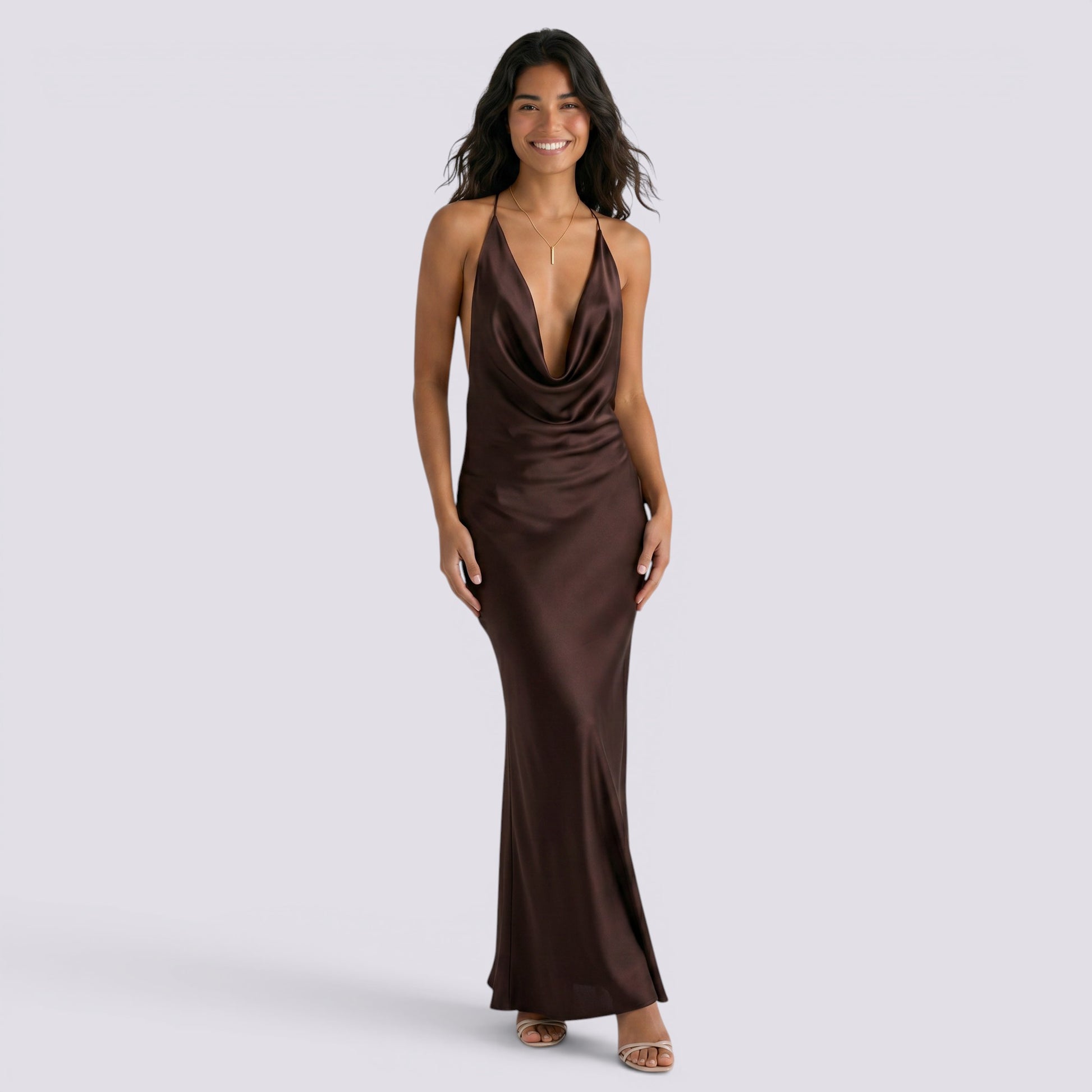 Vestido de Fiesta Mujer Halter Elegante de Noche