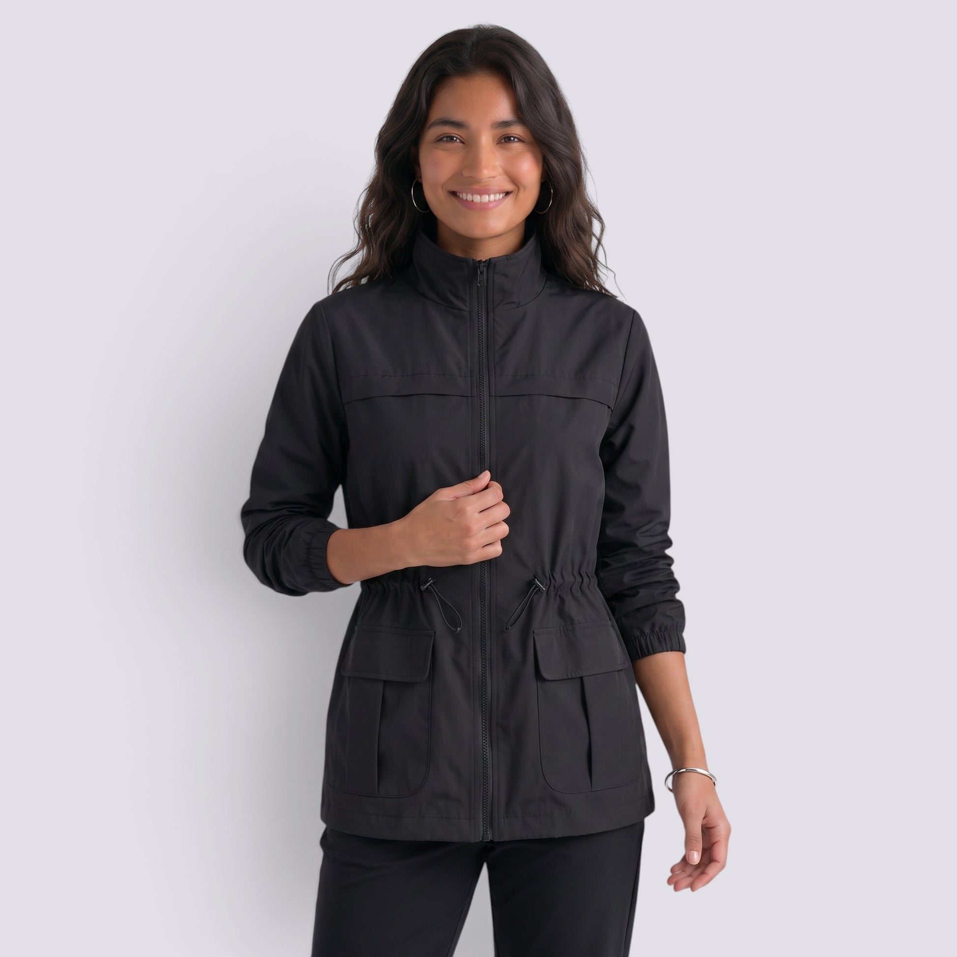 Gabardina Mujer Entallada Elegante Cuello Alto