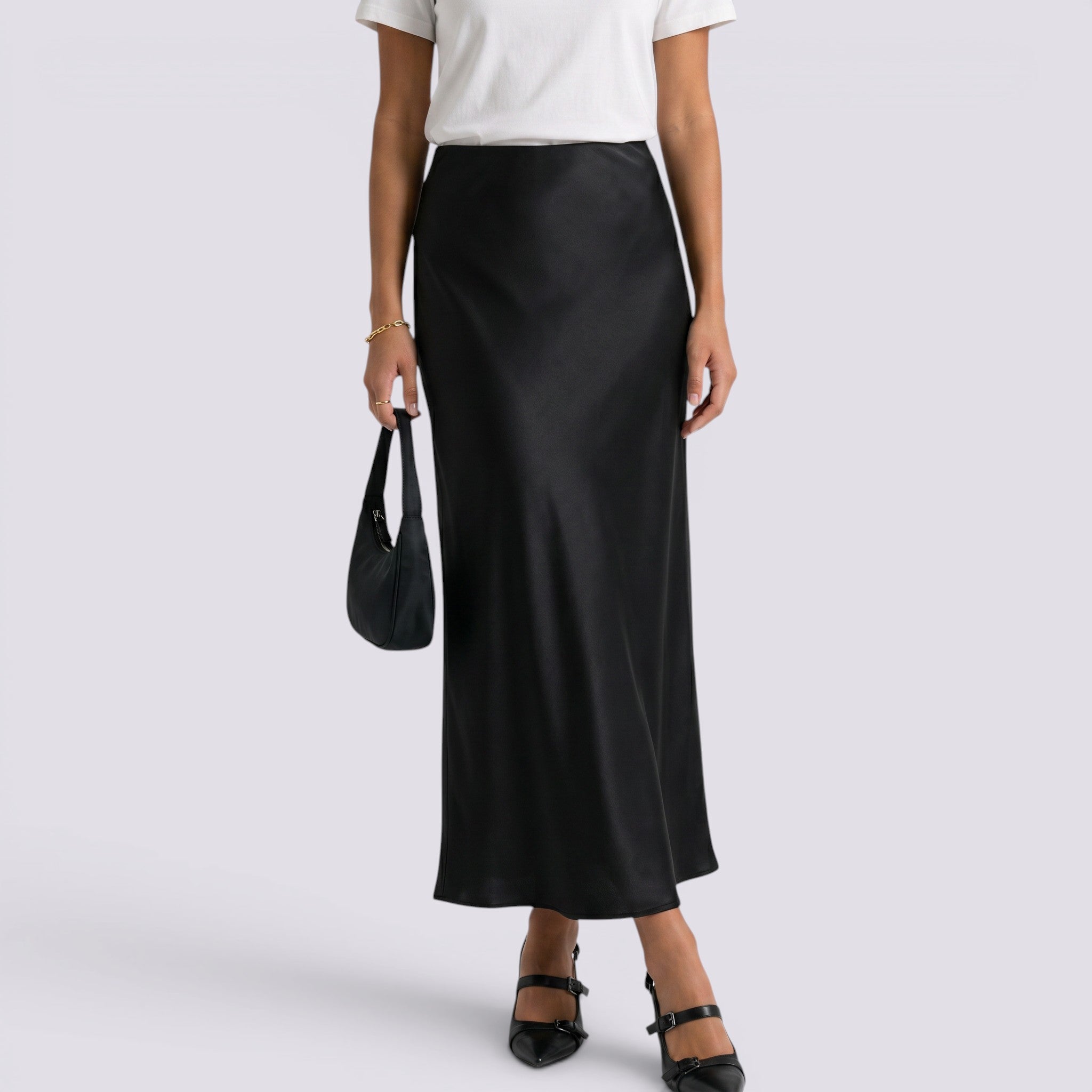 Falda Larga Satinada Mujer Elegante