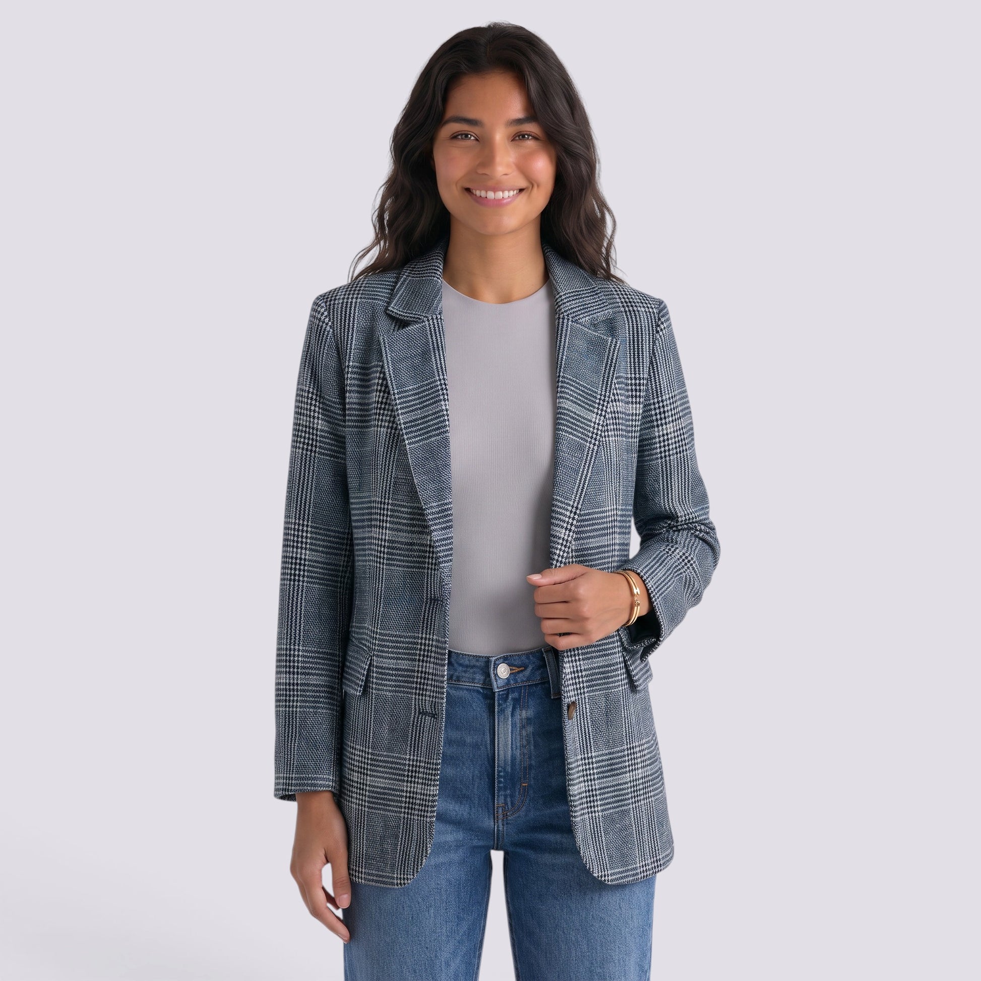Blazer Mujer Pata de Gallo Oversize