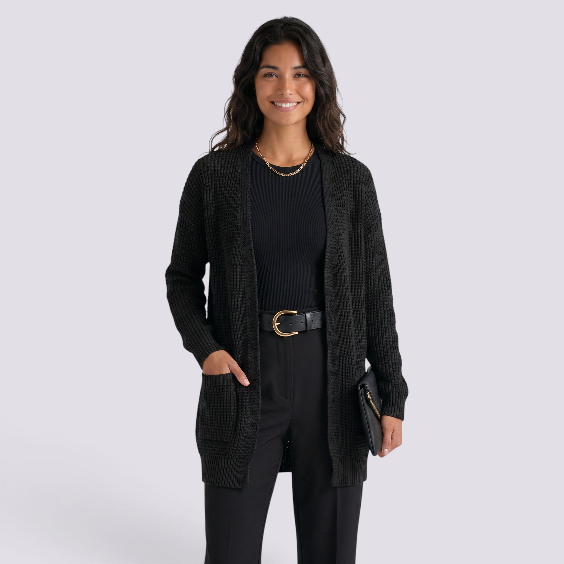Chaqueta de Punto Mujer Larga con Bolsillos
