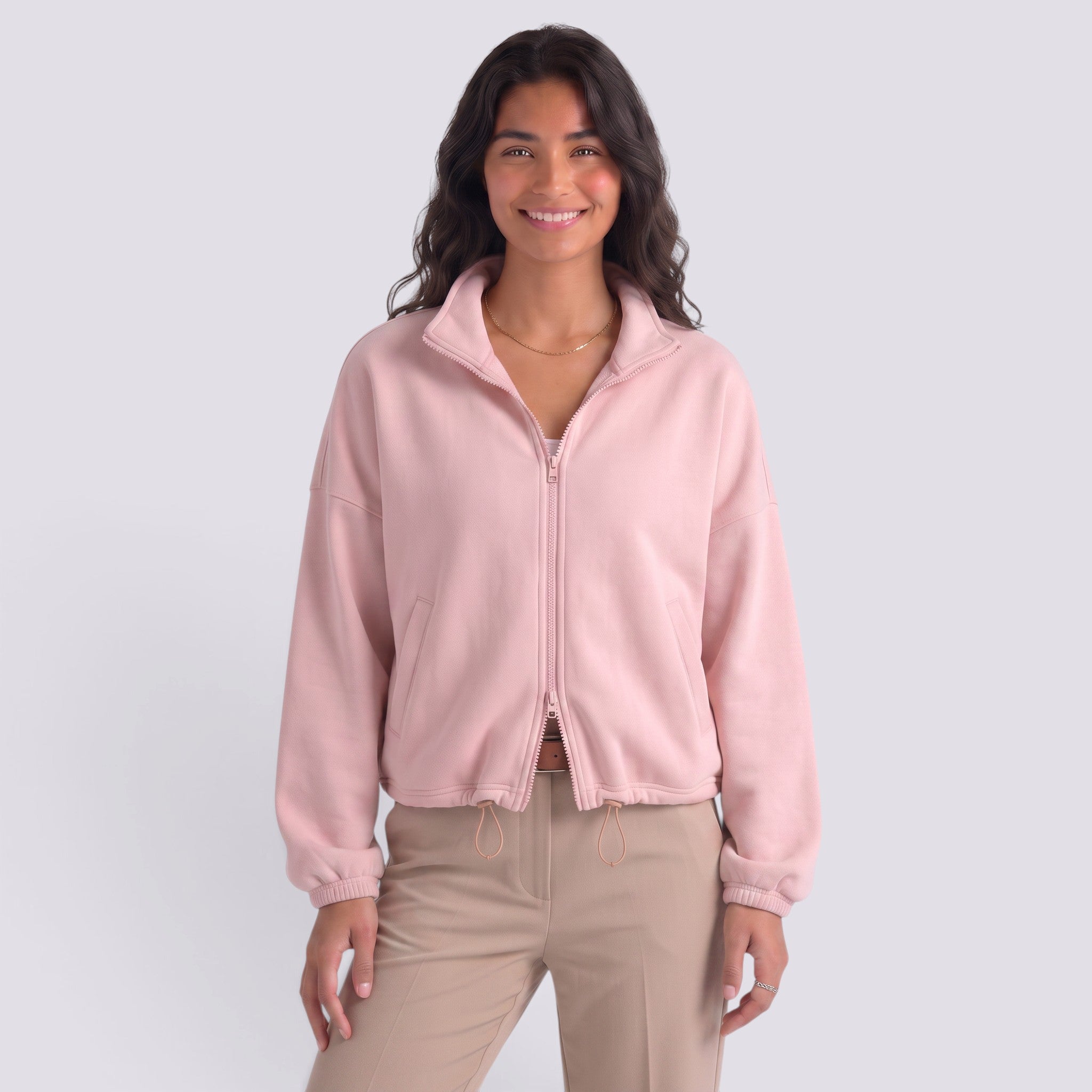 Chaqueta Mujer Con Capucha y Cremallera Cordón Ajustable