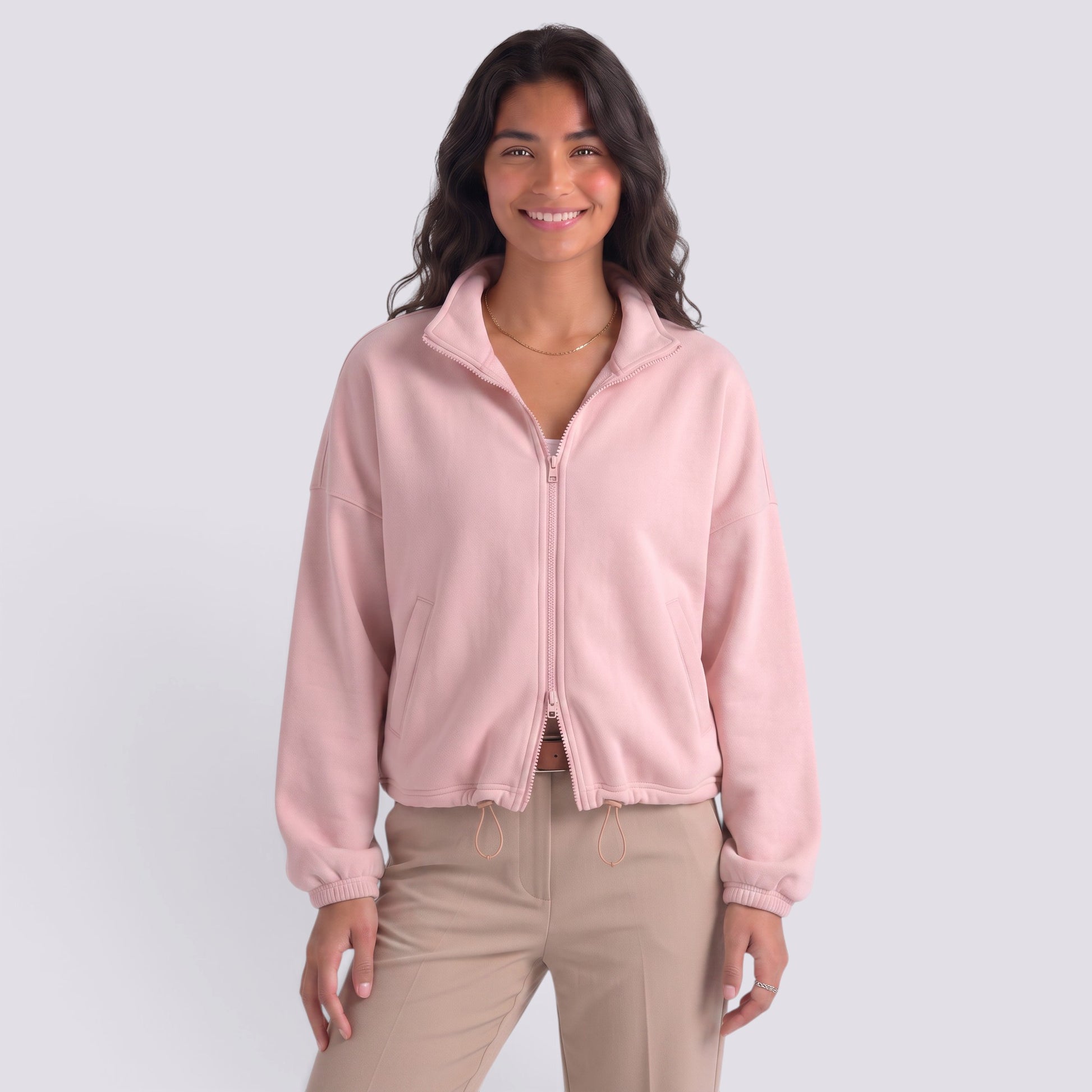Chaqueta Mujer Con Capucha y Cremallera Cordón Ajustable