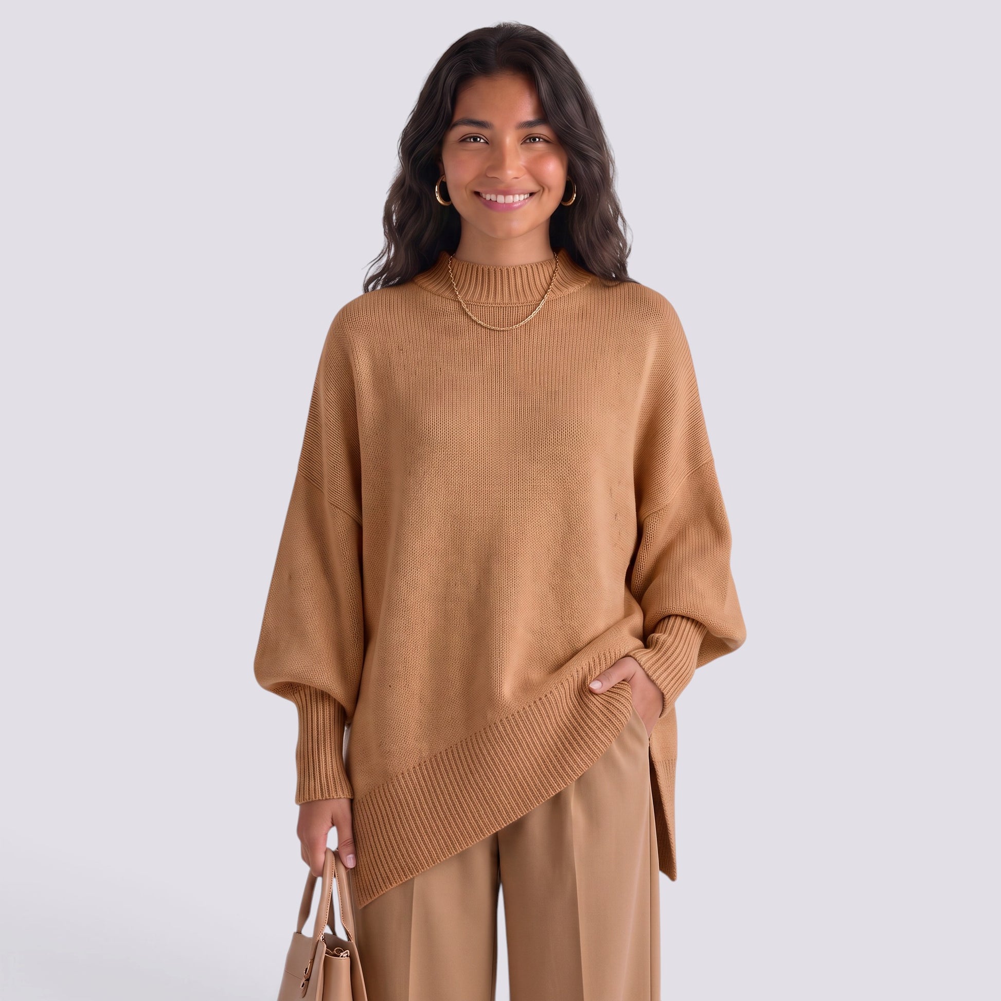Jersey Mujer de Punto Grueso Cuello Redondo