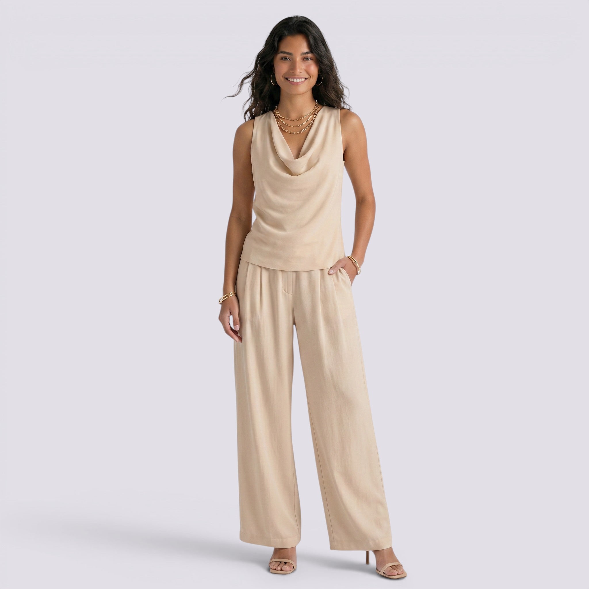 Conjunto Mujer Top Pantalón Ancho Verano Elegante