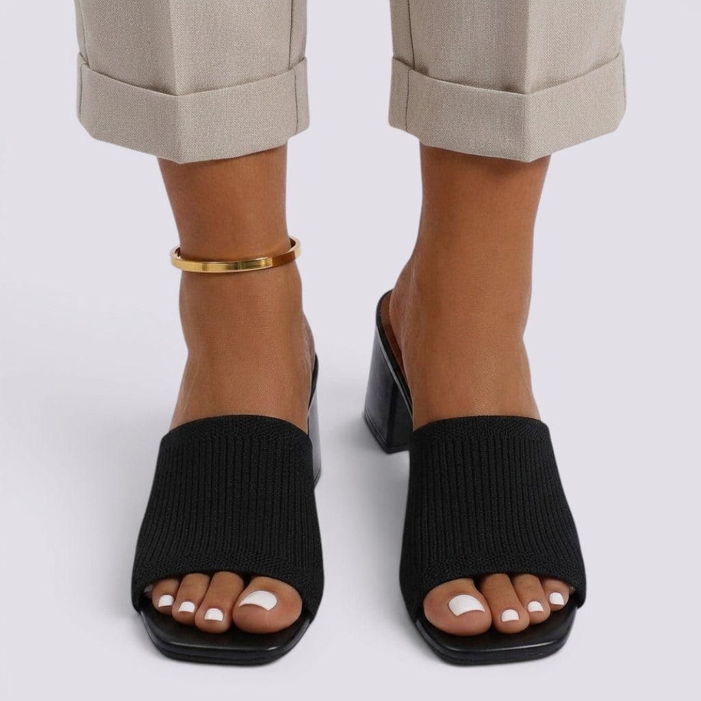Sandalias Tacón Mujer Elegantes Punta Abierta
