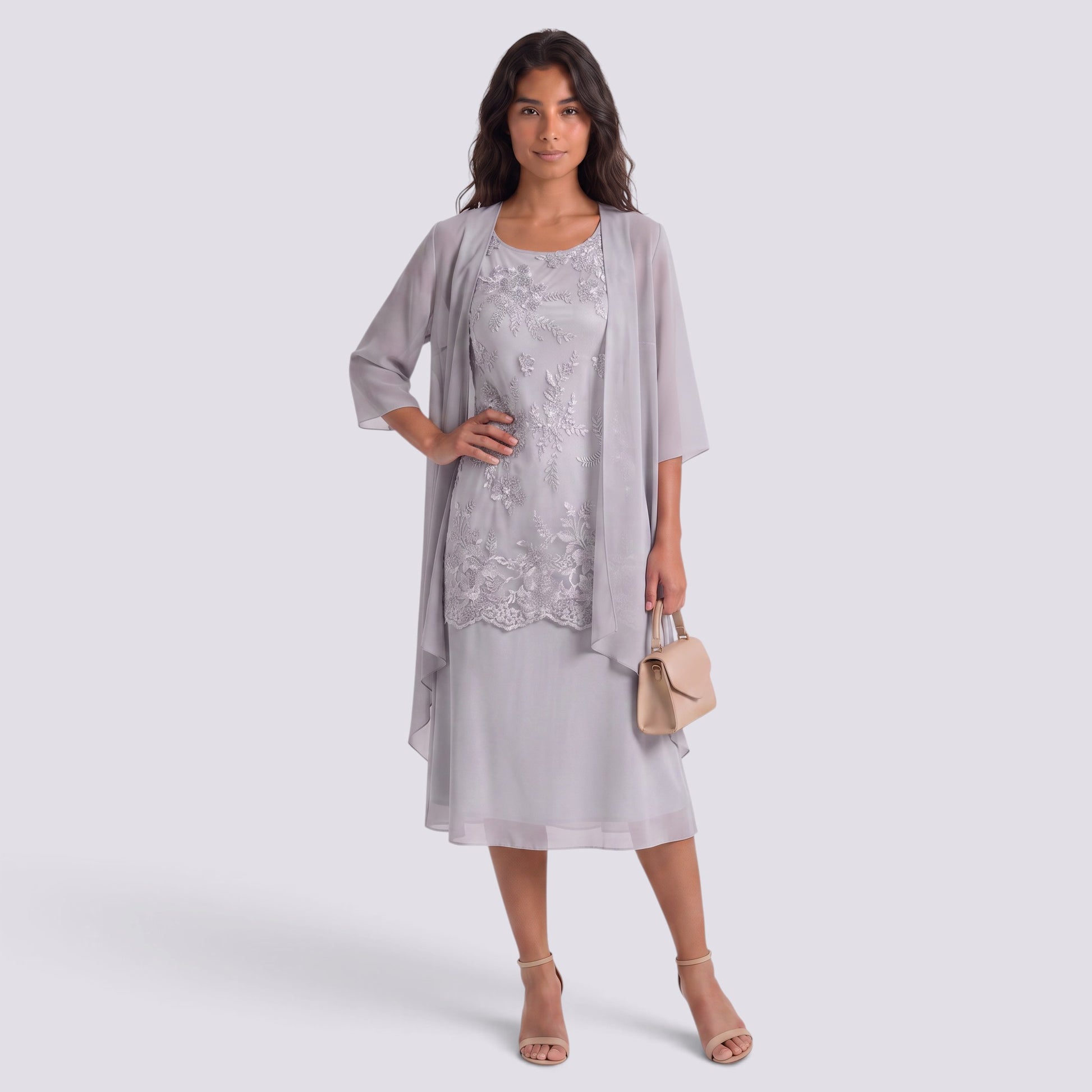 Vestido Largo Mujer Dos Piezas Encaje