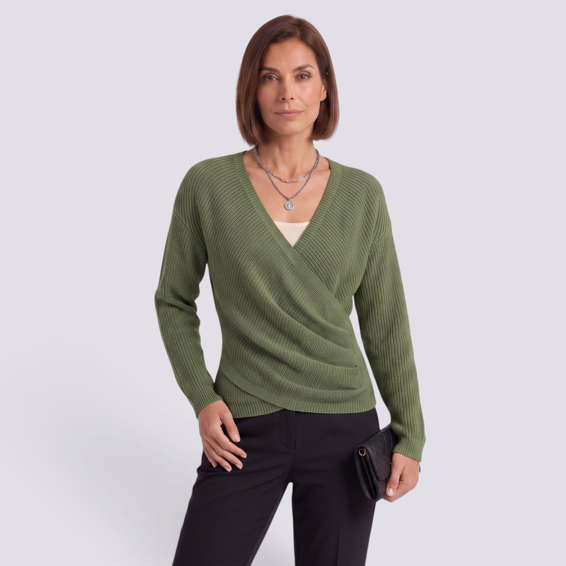 Jersey Mujer Punto Cuello Pico Cruzado