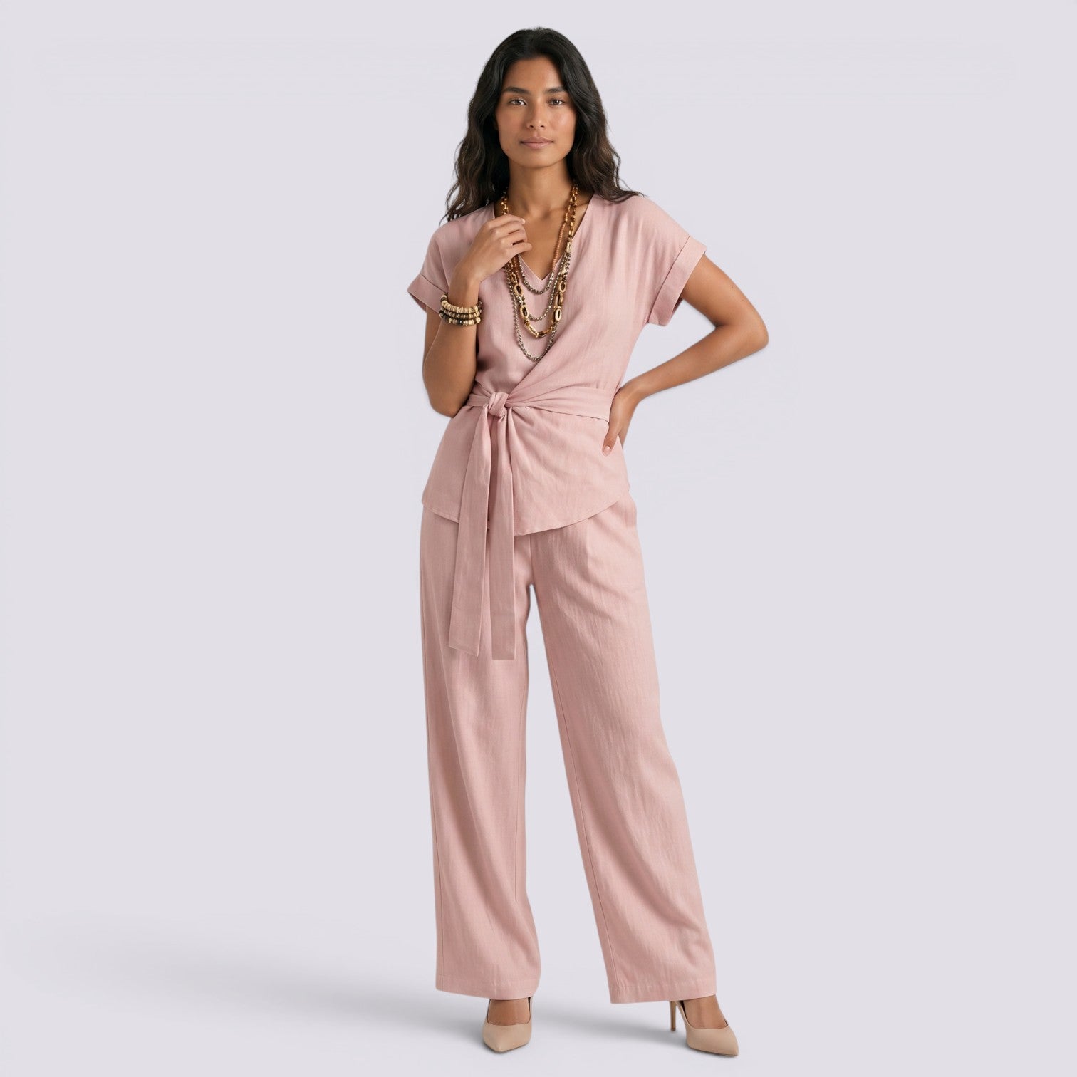 Conjunto Mujer Pantalón Ancho Elegante Verano