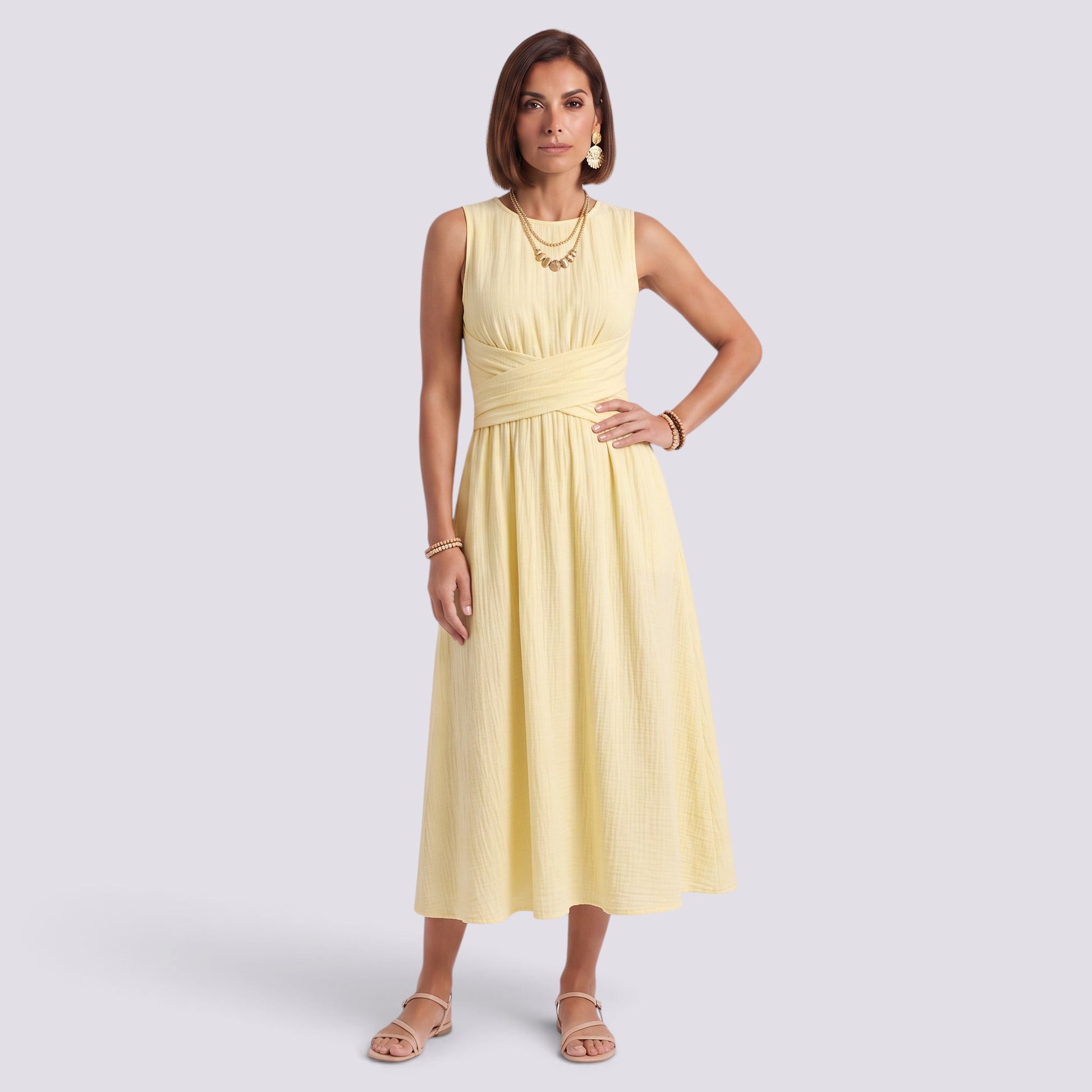 Vestido Cruzado Mujer Elegante Talle Alto