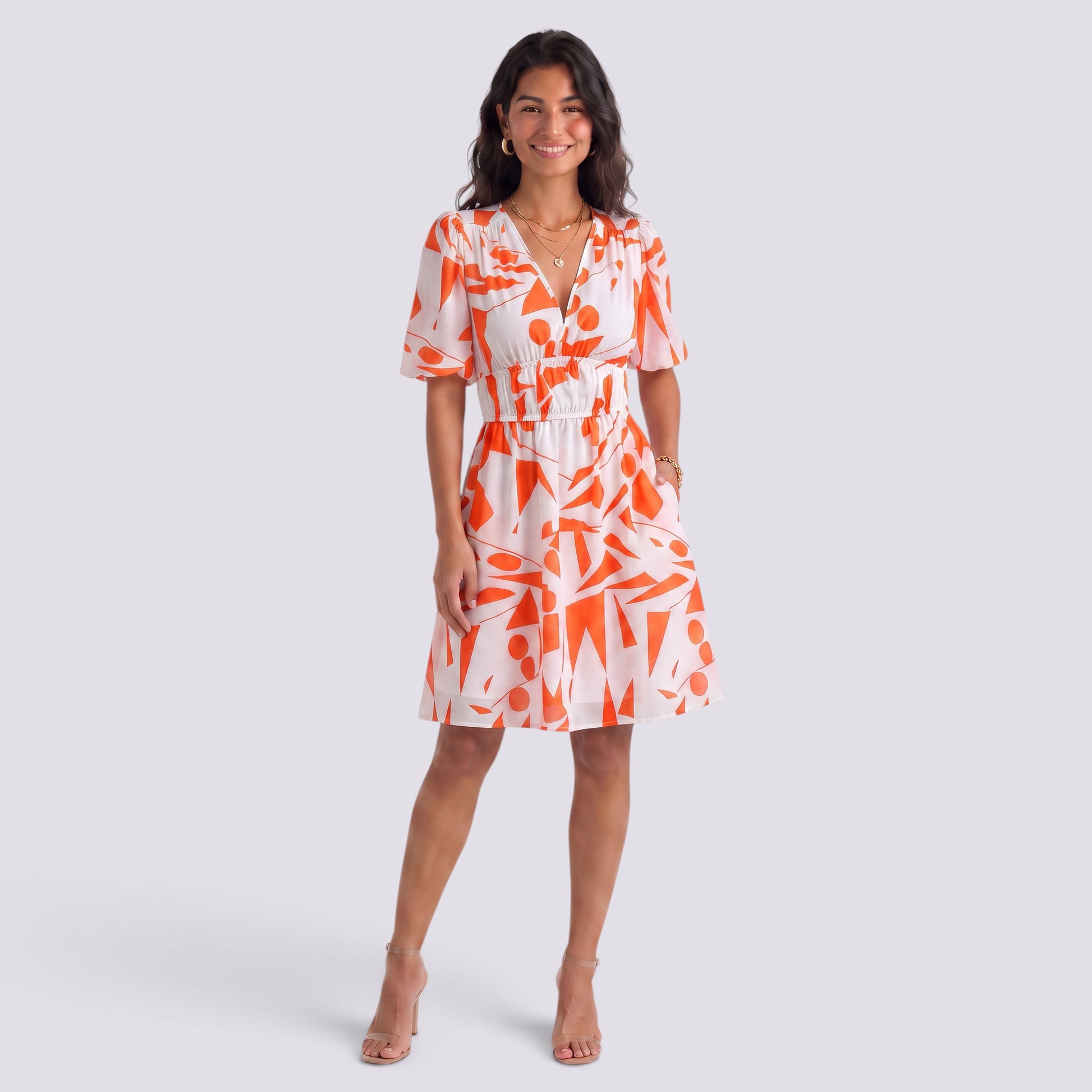 Vestido Corto Mujer Escote V Entallado