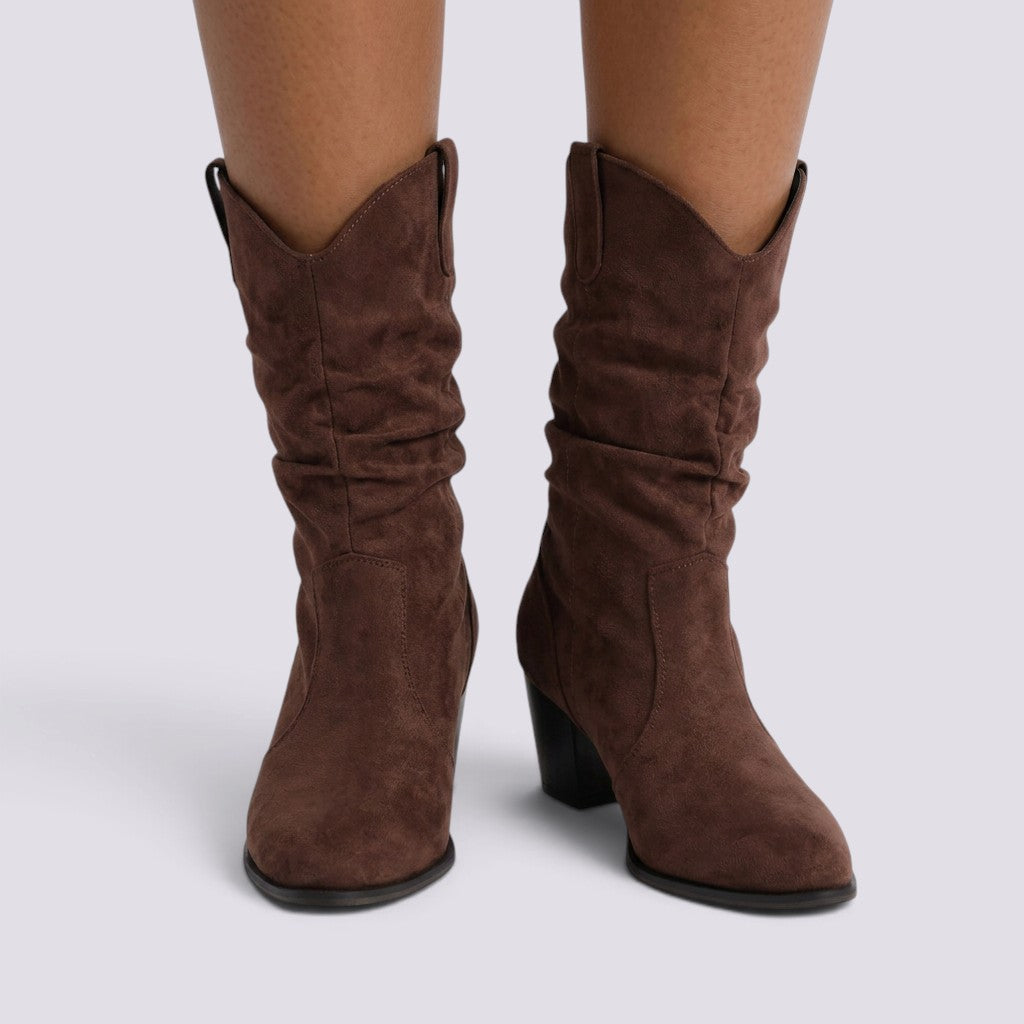 Botines Mujer Tacón Grueso Elegantes Media Caña