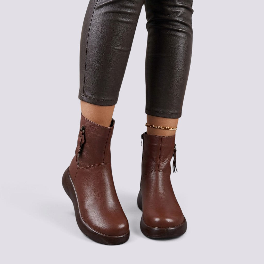 Botines Camperos Mujer con Flecos Planos