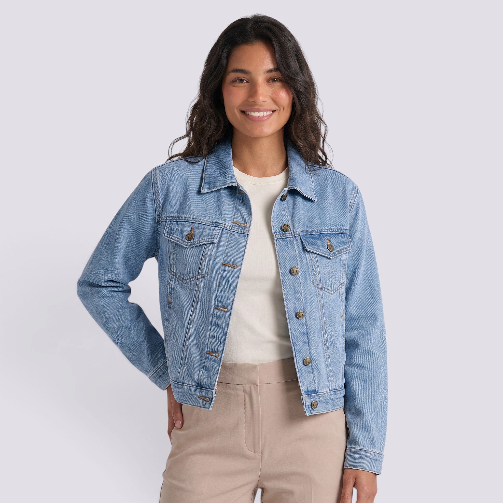 Chaqueta Vaquera Mujer Corte Recto Clásica