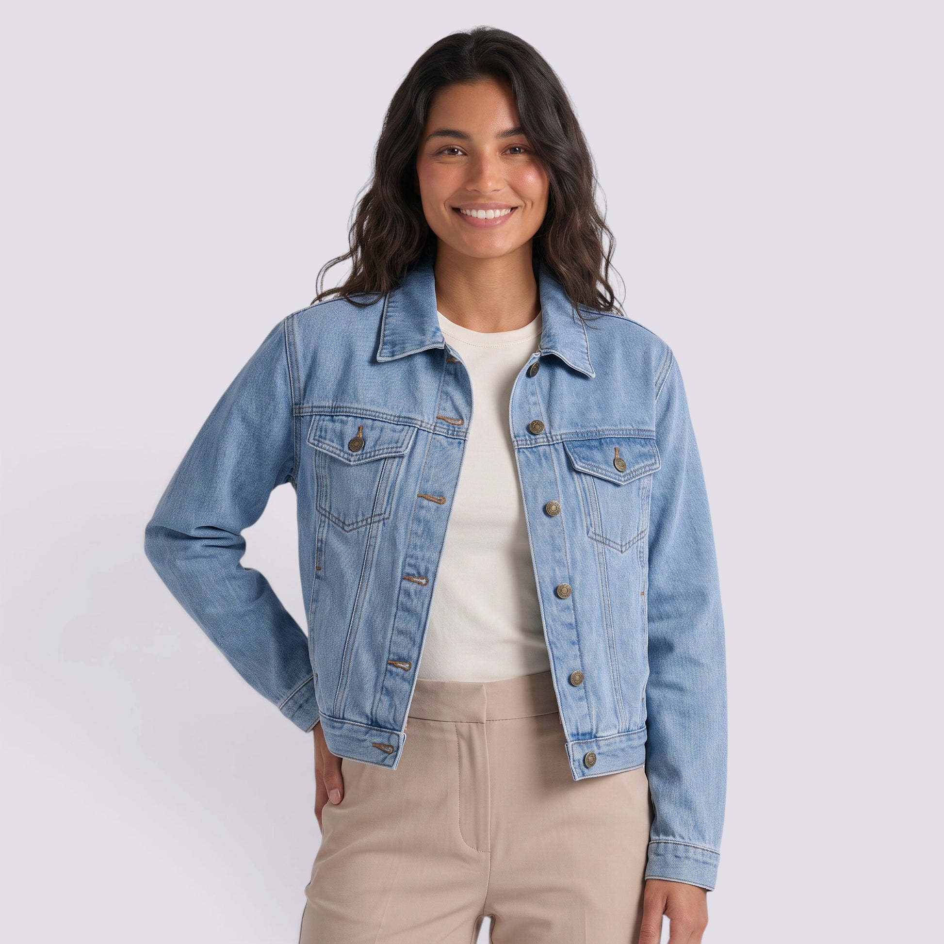 Chaqueta Vaquera Mujer Corte Recto Clásica