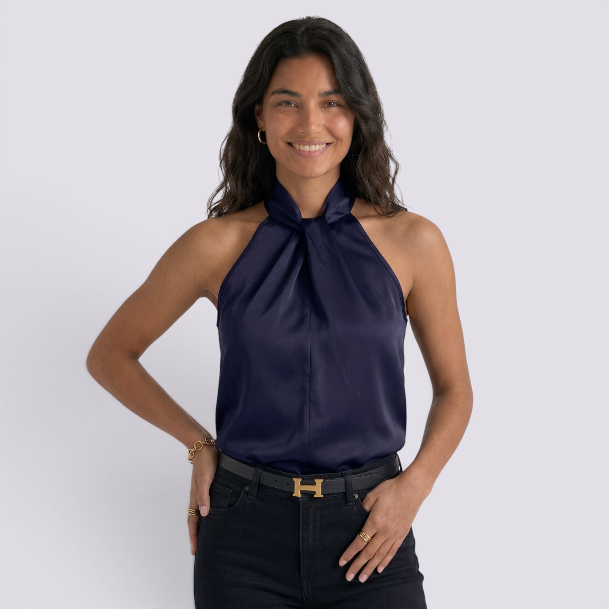 Top Halter Mujer Satén Elegante