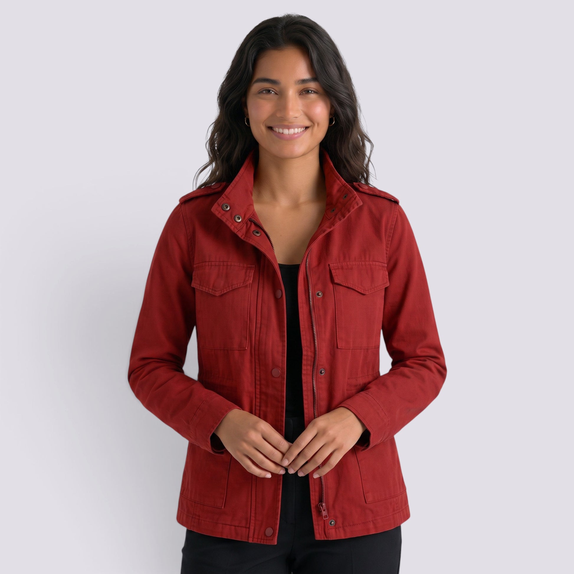 Chaqueta Corta Mujer Solapa y Bolsillos