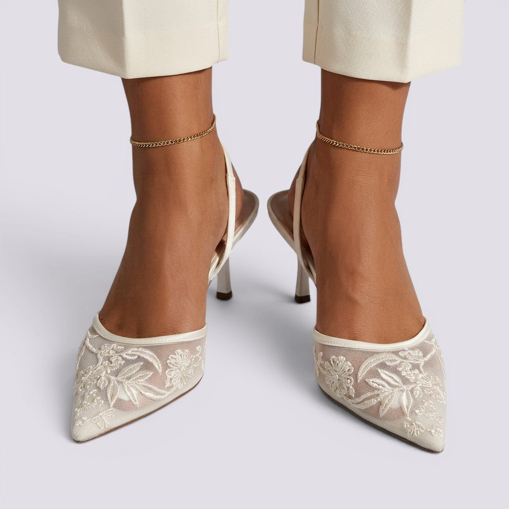 Sandalias Tacón Mujer Bordadas Eleganta