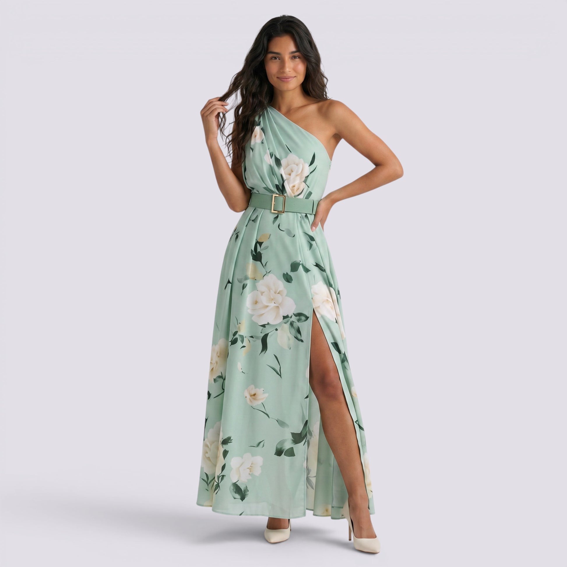 Vestido Largo Sin Mangas Mujer Estampado Elegante