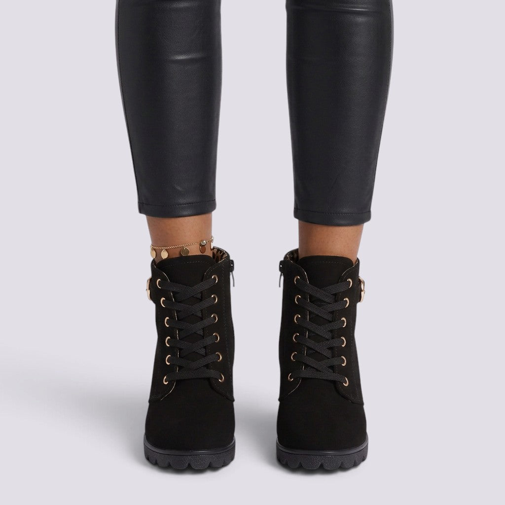 Botines Mujer Tacón con Cordones