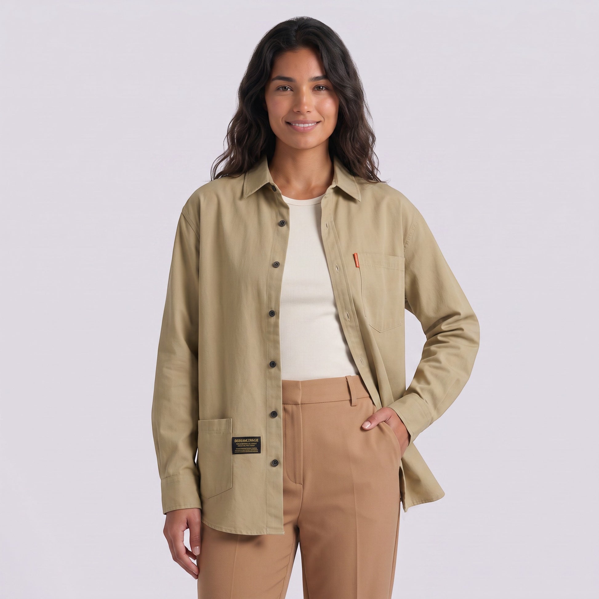 Camisa Mujer Oversize Algodón Manga Larga