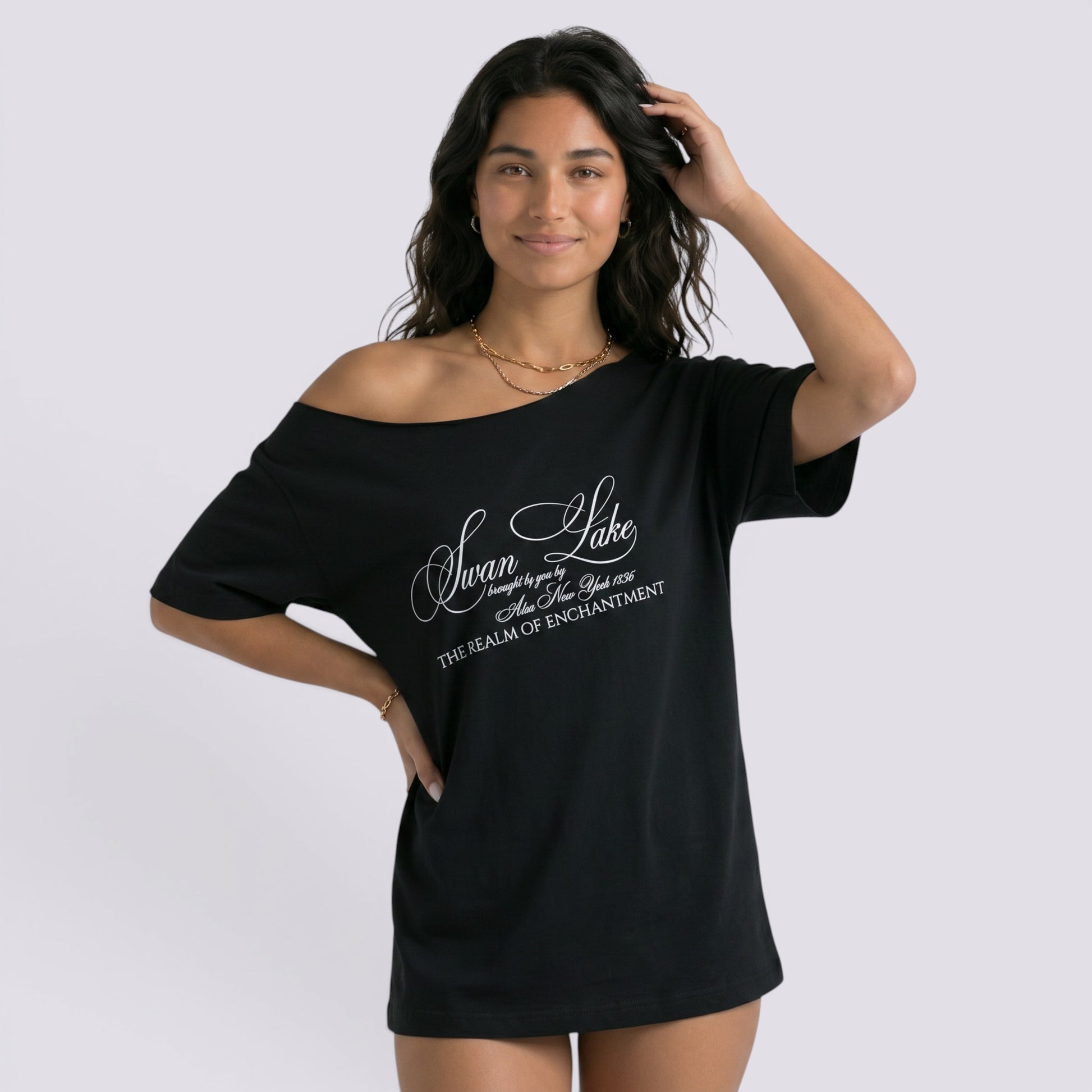 Camiseta Oversize Mujer con Letras Casual